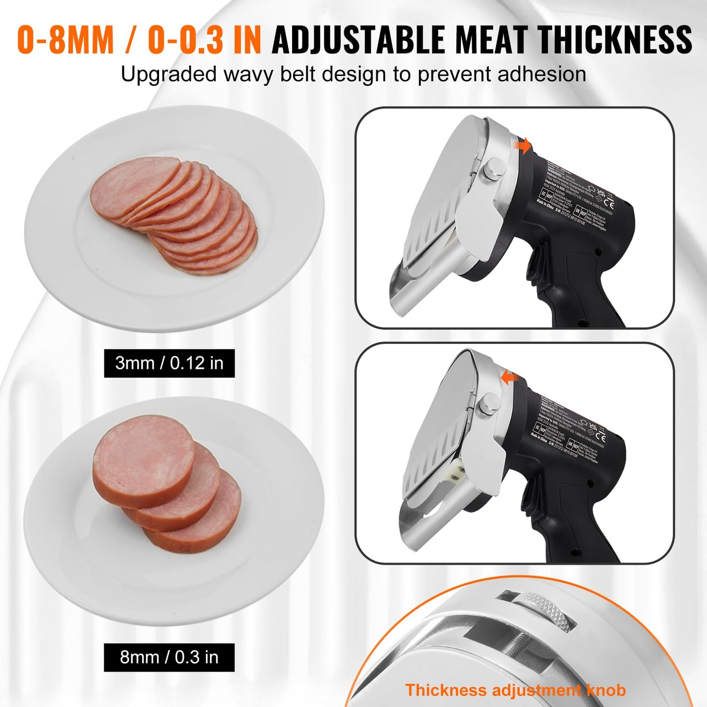 VEVOR Elektrisches Schawarma-Messer,Türkisches Kebab-Messer, Kommerzieller Gyro-Schneider aus Edelstahl, Döner-Kebab-Fleischschneider