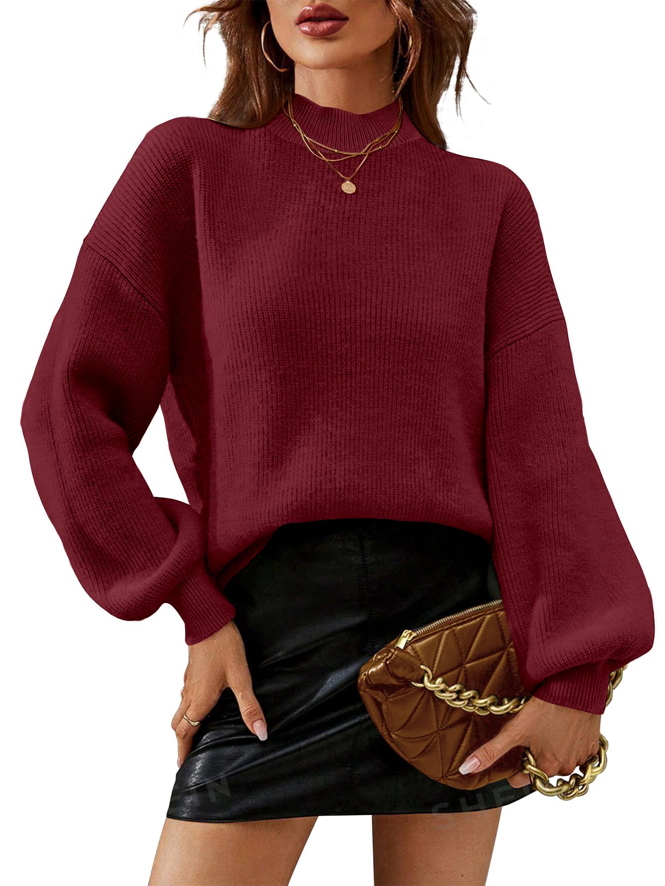 Zeagoo Women’s Puff Sleeve Knit Sweater – Cozy Loose Fit Pullover
