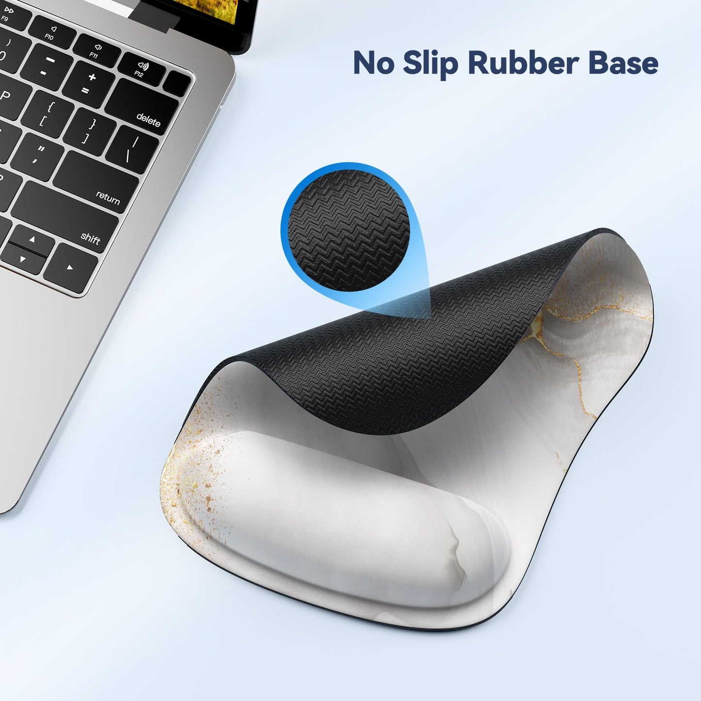TECKNET Mauspad mit Gelkissen, Memory Foam Mousepad Ergonomisches Wasserdicht Komfort Mausmatte mit Handgelenkpolster Handauflage für Alle Maus Offfice Heim Computer Laptop