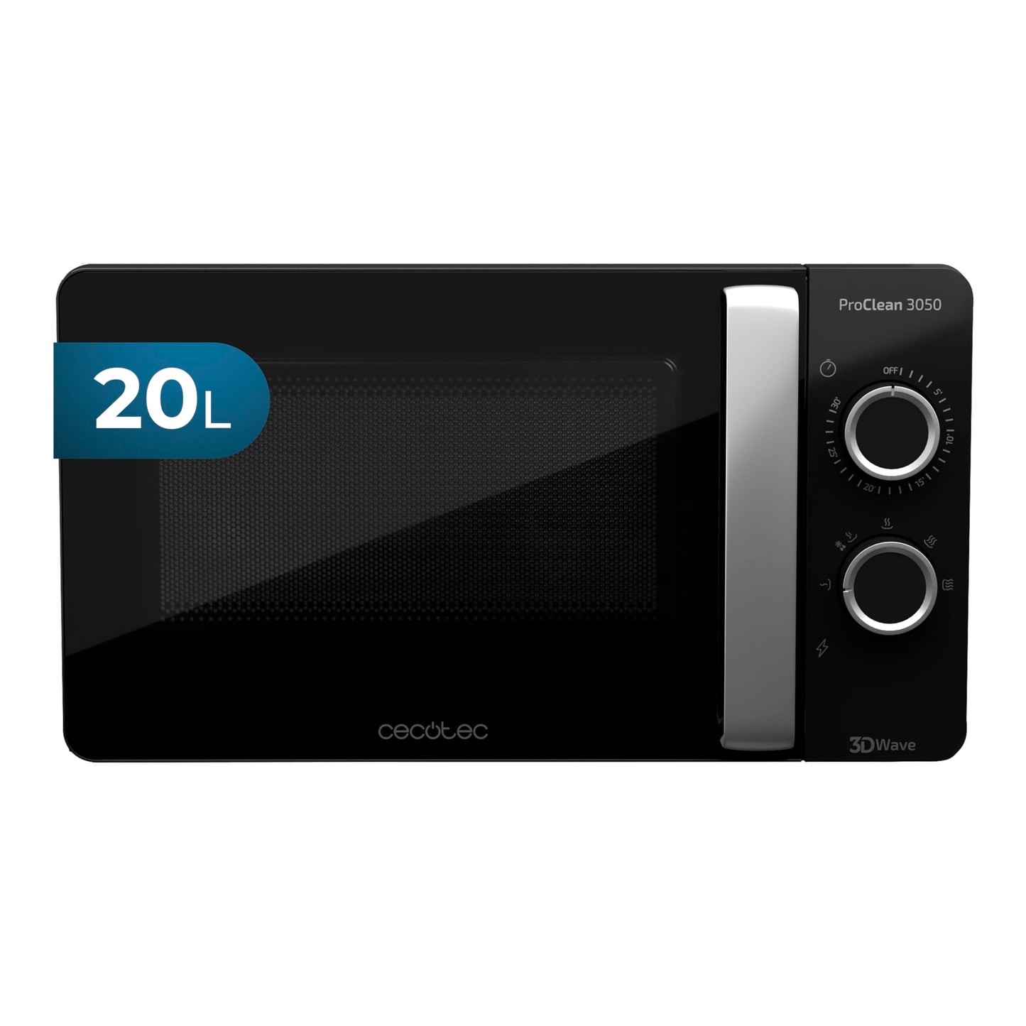 Cecotec Mikrowelle Pro Clean 5110 Inox. 700 W, Grill 800 W, 20 L, Ready 2 Clean, Beschichtung 3D Wave Frontspiegel, 8 Programme,60 Min Timer, LED, Edelstahl In Silber Schwarz