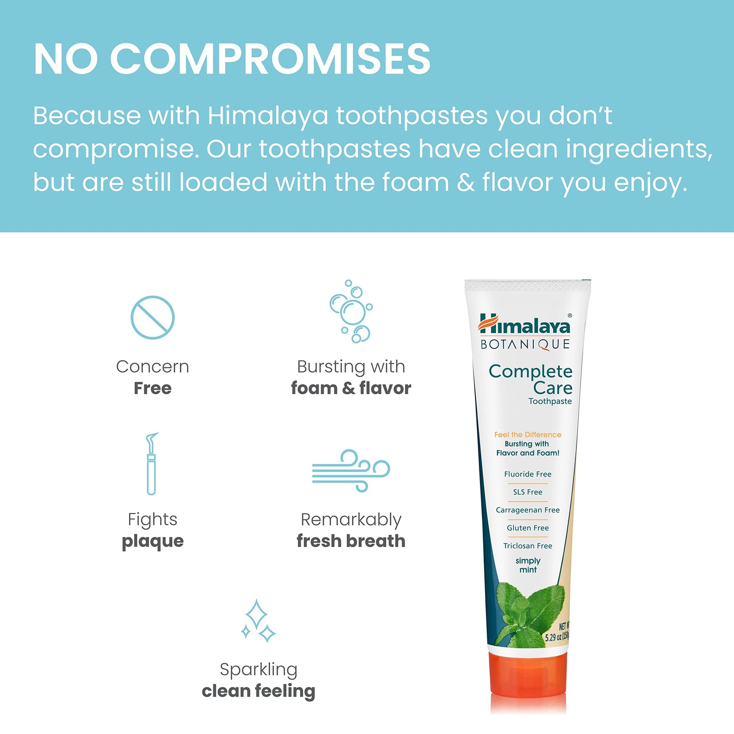 Himalaya Botanique Simply Mint Complete Care Toothpaste Refreshing Mint Flavour | Strong Teeth | Healthy Gums | Fresh Breath - 150g