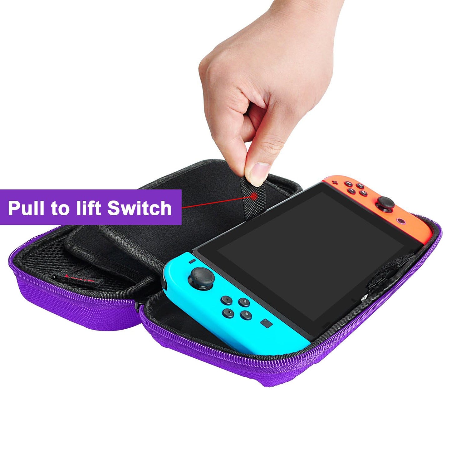daydayup Tasche Kompatibel mit Nintendo Switch und New Switch OLED, Harte Tragetasche Hülle Case für die Nintendo Switch, Schutzhülle mit Aufbewahrung für 20 Spiele, Konsole & Zubehör - Schwarz