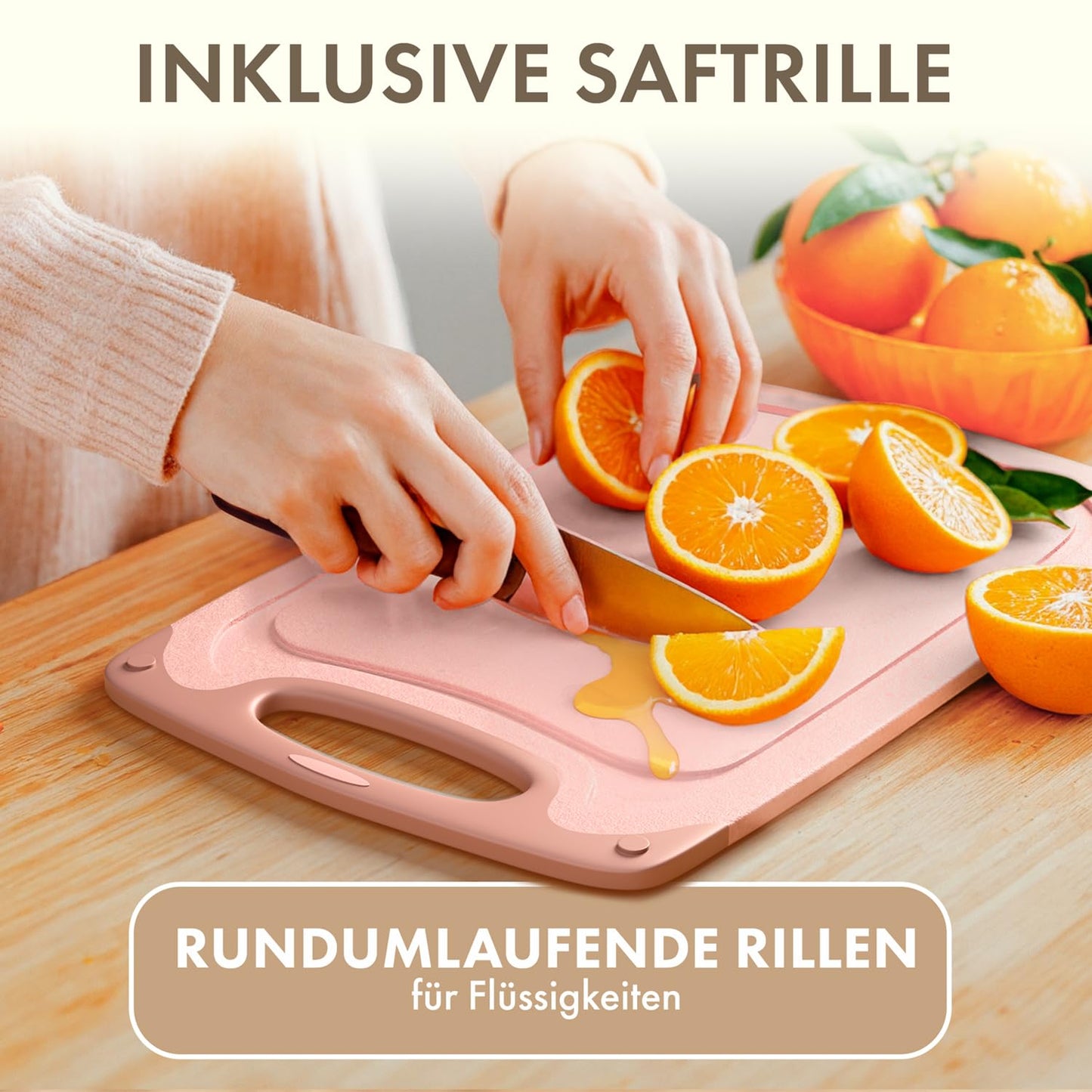 Blumtal Schneidebrett Set mit 3 Größen (S/M/L) - Schneidebrett Kunststoff groß + Saftrillen & Griff - Cutting Board - Küchenbrett BPA frei - Schneidbrett Spülmaschinenfest - Schneidebretter Grau