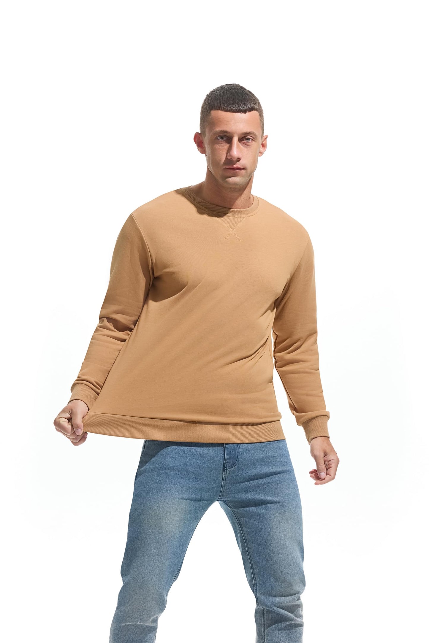 VEIISAR Men’s Basic Sweatshirt – Long Sleeve Crew Neck Pullover