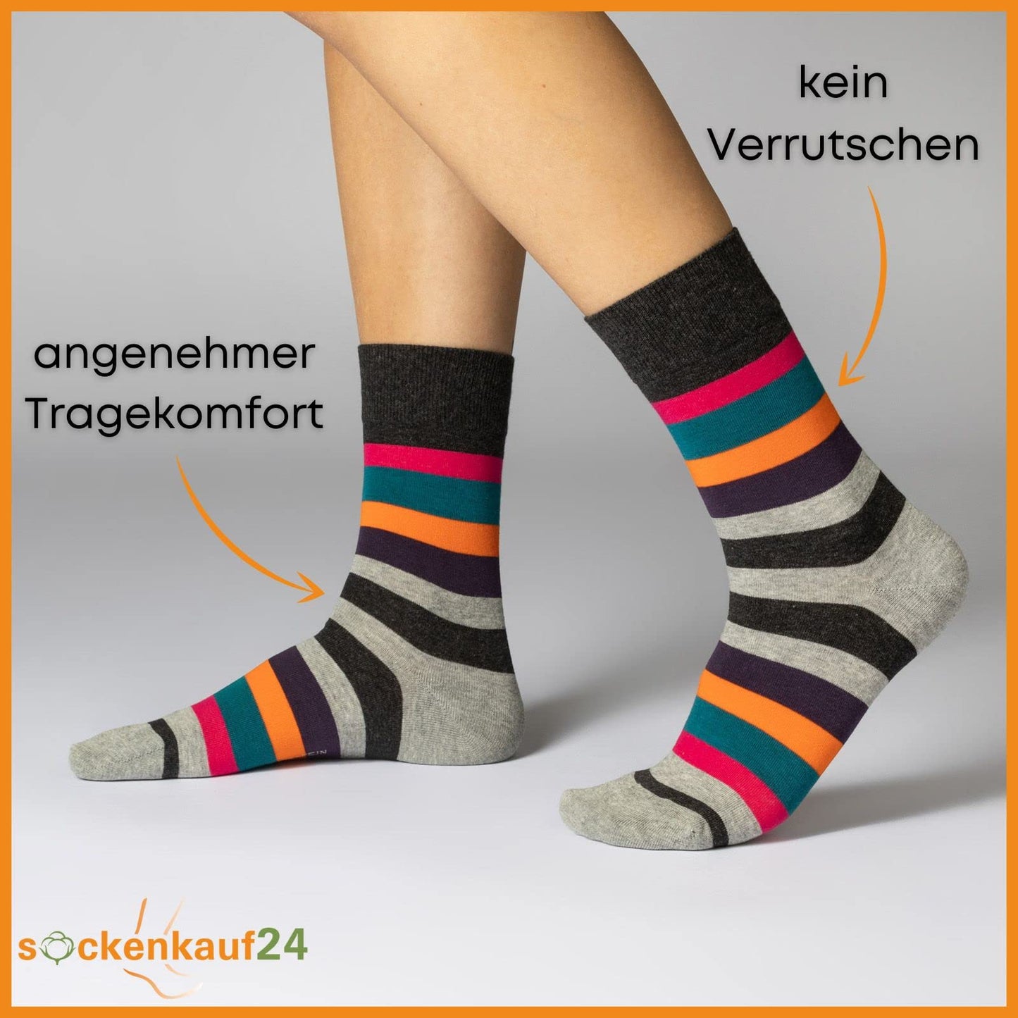 Women's Striped Socks Colorful Cotton with Comfort Cuff Seamless Toe (6 or 12 Pairs)