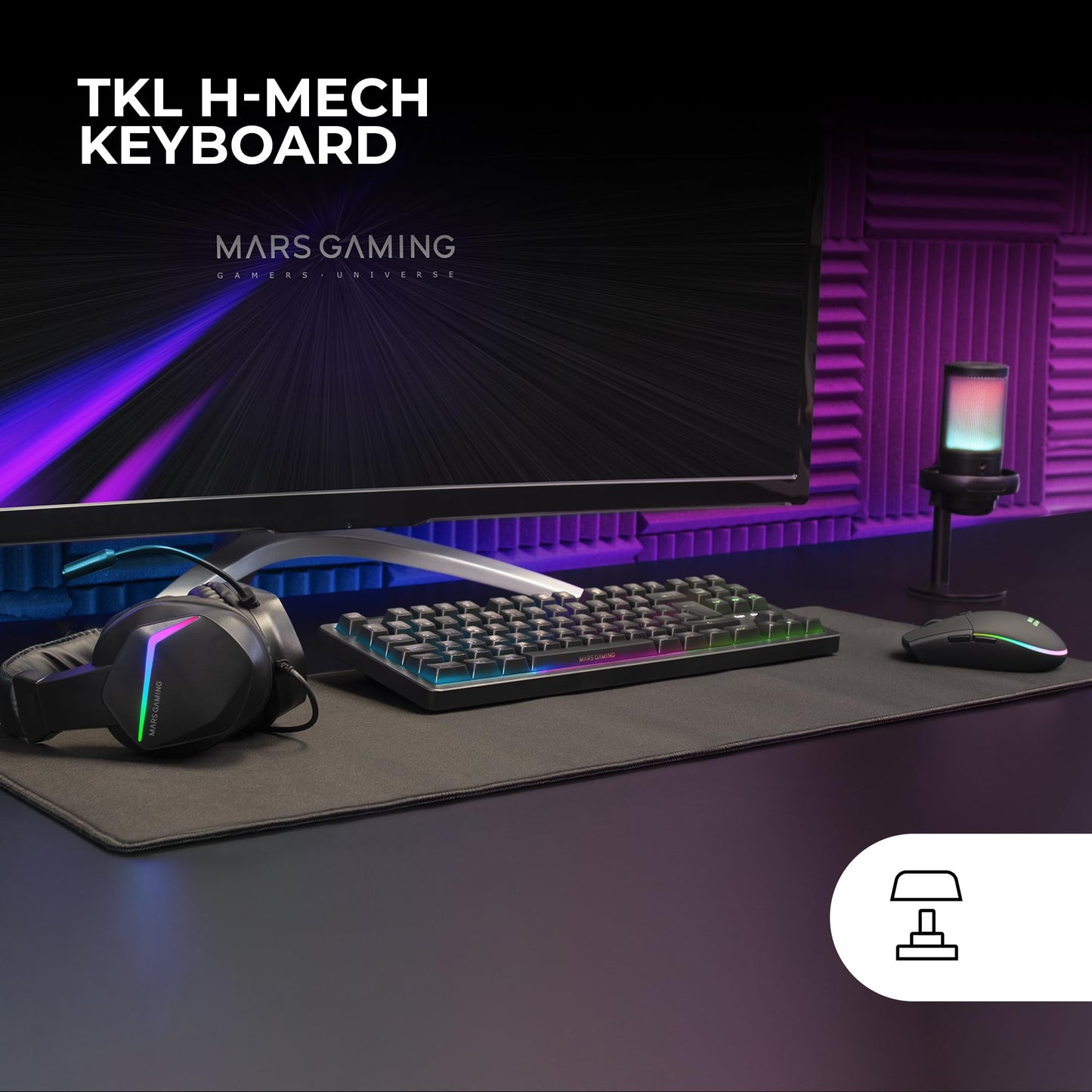 MARSGAMING MCP-RGB3, Pack Gaming Keyboard Fixed RGB + Gaming Mouse RGB Flow 3200 DPI + Headset Over-Ear RGB + XXL Mouse Pad, White, Portuguese Language