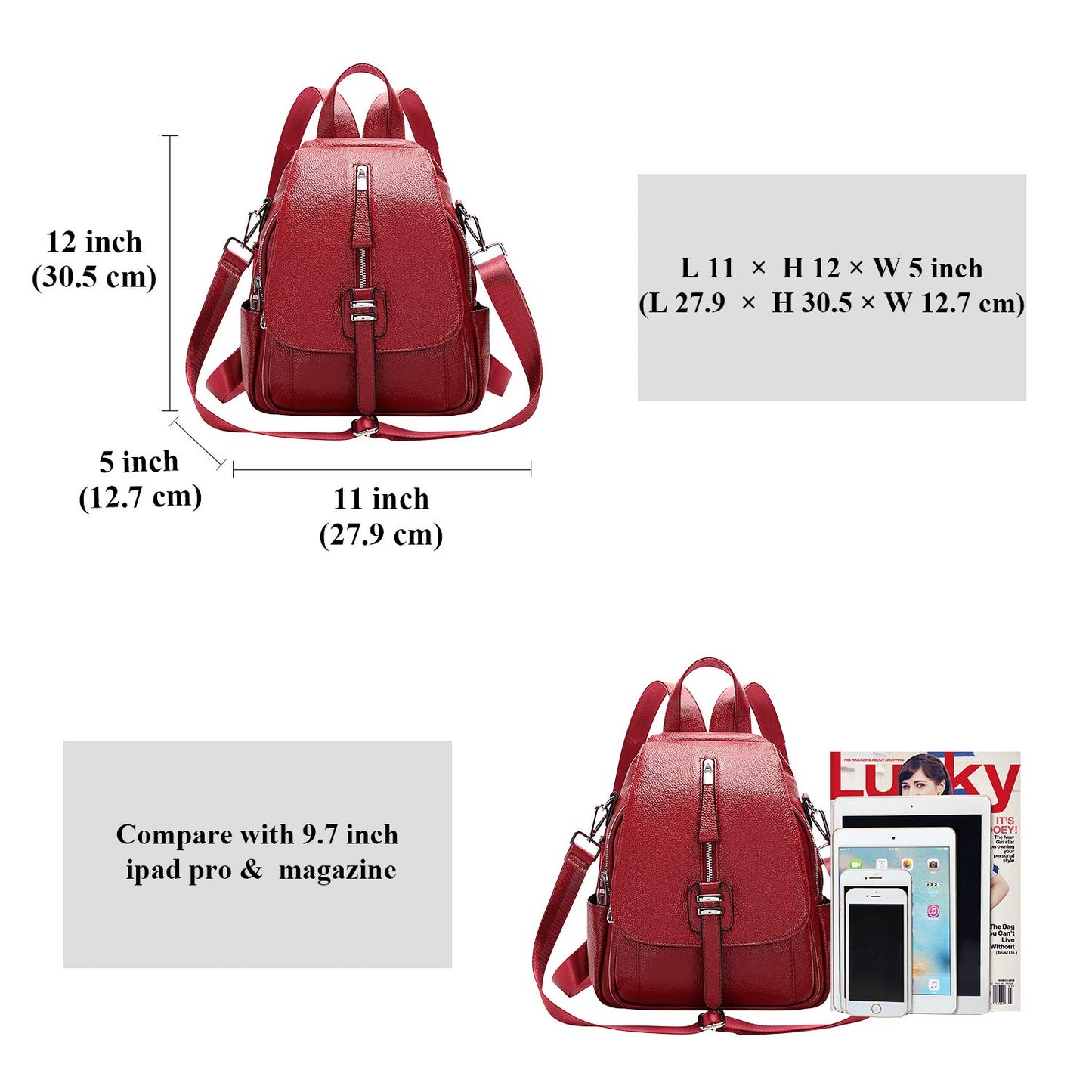 ALTOSY Genuine Leather Backpack Purse for Women