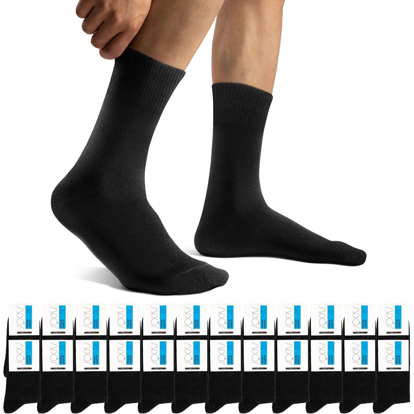 12 Pairs Men’s Sports Socks – Classic, Breathable Cotton