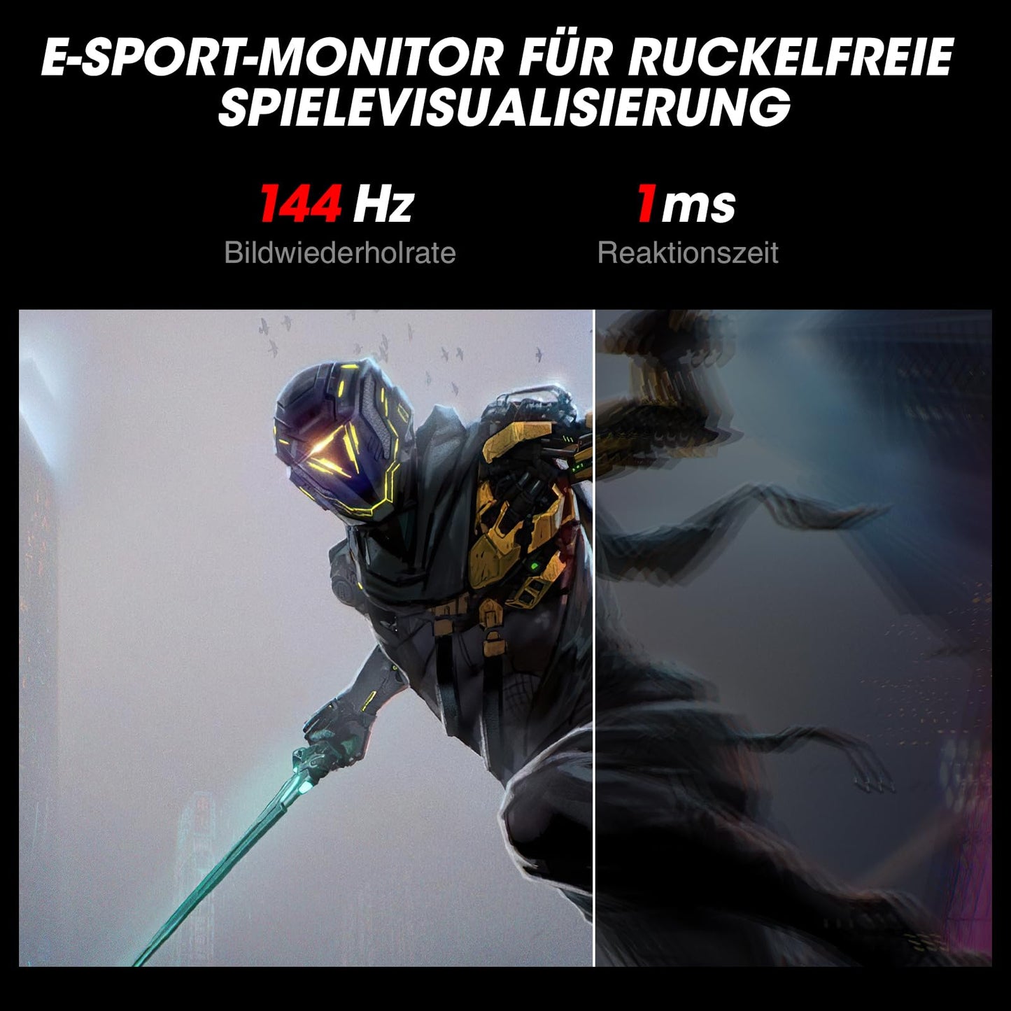 KOORUI Gaming Monitor 24 Zoll - FHD PC Bildschirm VA 165Hz 1ms Monitor 144hz, AdaptiveSync Technology, DCI-P3 85%, 2 x HDMI, DP Neigbar, Schwarz