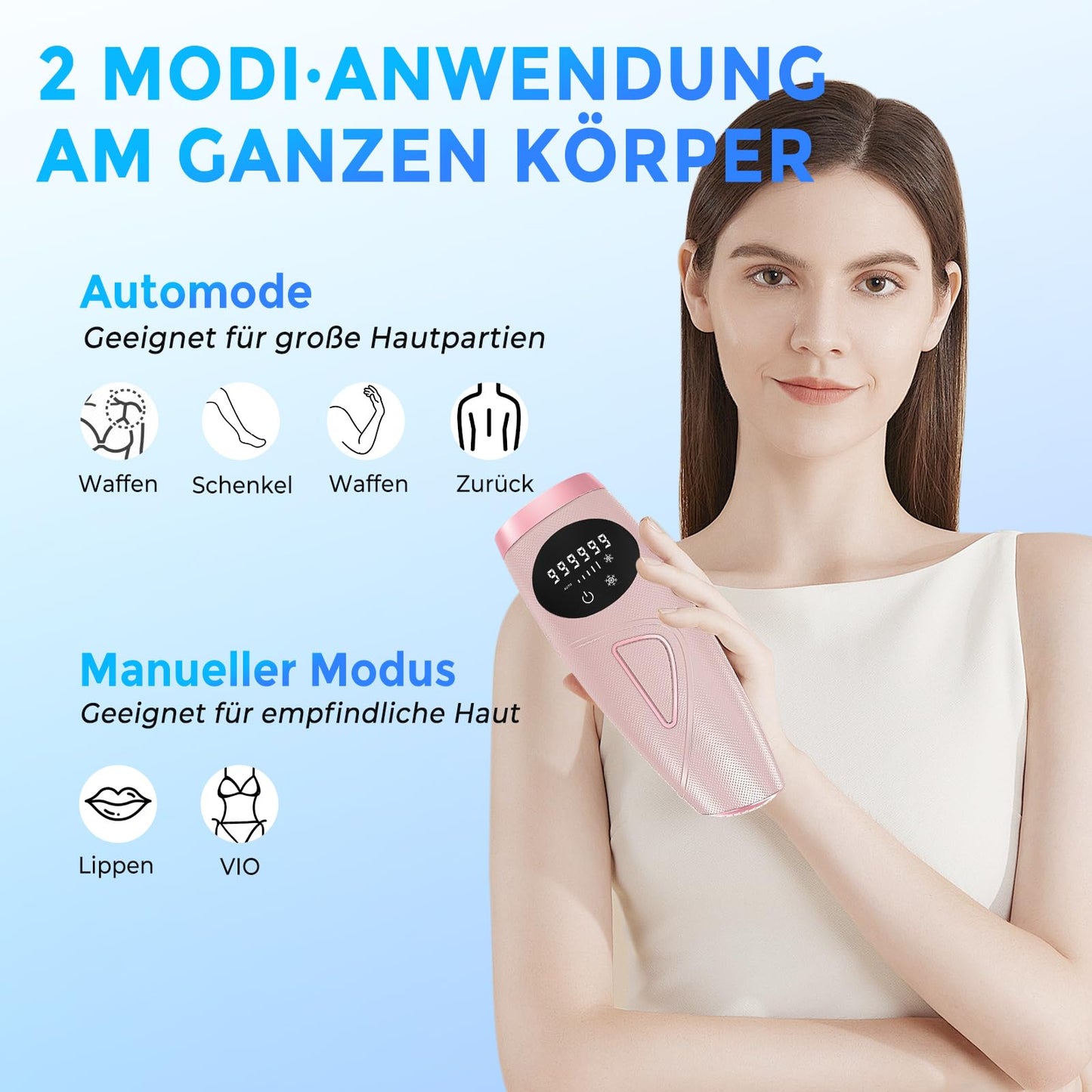 Atopskins IPL Haarentfernungsgerät, Schmerzlose Laser-Haarentfernung, 5 Intensitäten IPL Geräte Haarentfernung Und IPL Laser 2 in 1, Kann am Ganzen Körper Angewendet Werden, Inklusive IPL-Schutzbrille
