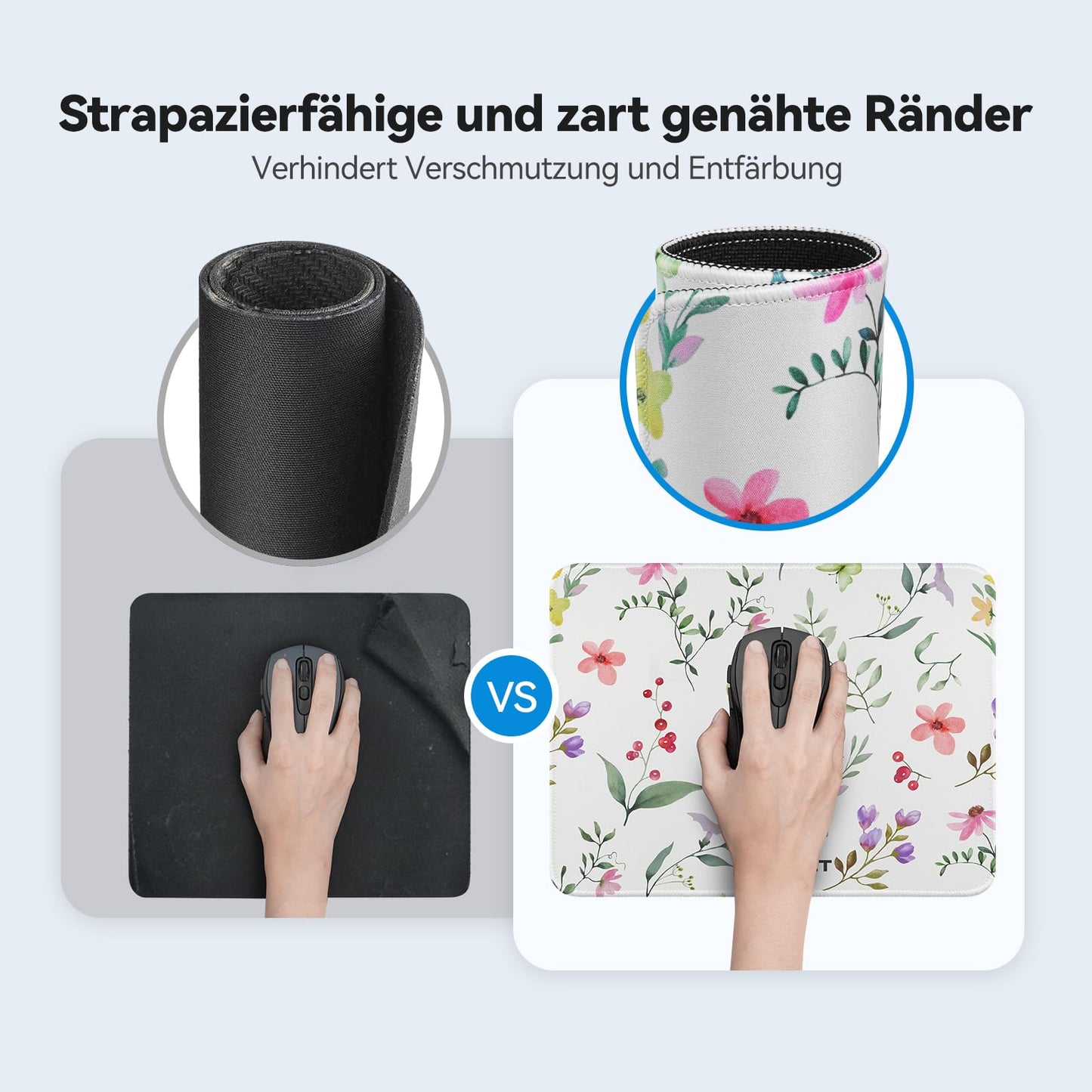 TECKNET Mauspad, 280 x 210 mm Gaming Mousepad mit Wasserdicht und Rutschfester Gummi für PC-Büro, Arbeit, Gaming, Studium, Laptop, Computer, Zuhause-Schwarz
