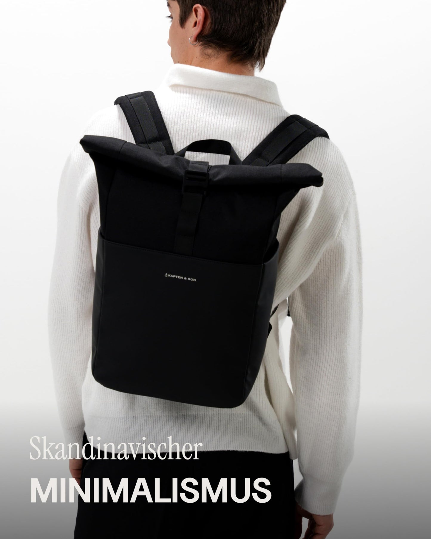 Kapten & Son Lund Basic Backpack 14–16L – Rolltop Travel Backpack