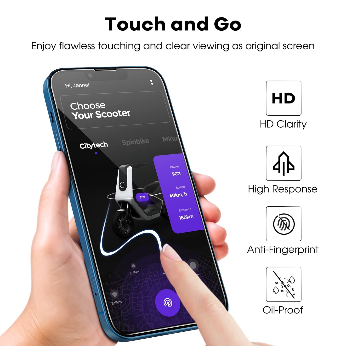 JETech Schutzfolie für iPhone 16e 2025, iPhone 13/13 Pro 6,1 Zoll, Gehärtetes Glas mit Einfaches Installationswerkzeug, Hat Keinen Einfluss auf die Hülle, Panzer HD Klar, 3 Stück