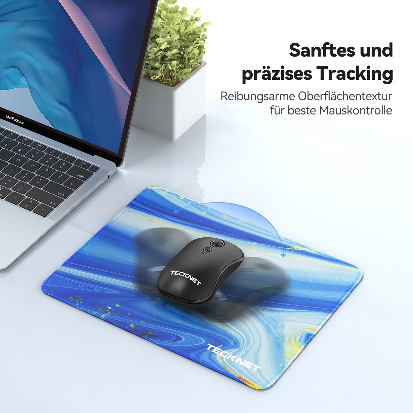 TECKNET Mauspad, 280 x 210 mm Gaming Mousepad mit Wasserdicht und Rutschfester Gummi für PC-Büro, Arbeit, Gaming, Studium, Laptop, Computer, Zuhause-Schwarz