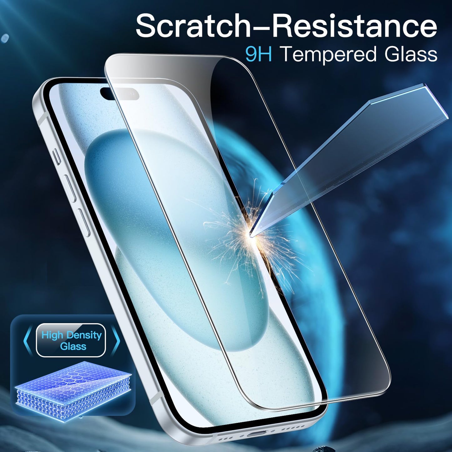 JETech Schutzfolie für iPhone 16e 2025, iPhone 13/13 Pro 6,1 Zoll, Gehärtetes Glas mit Einfaches Installationswerkzeug, Hat Keinen Einfluss auf die Hülle, Panzer HD Klar, 3 Stück