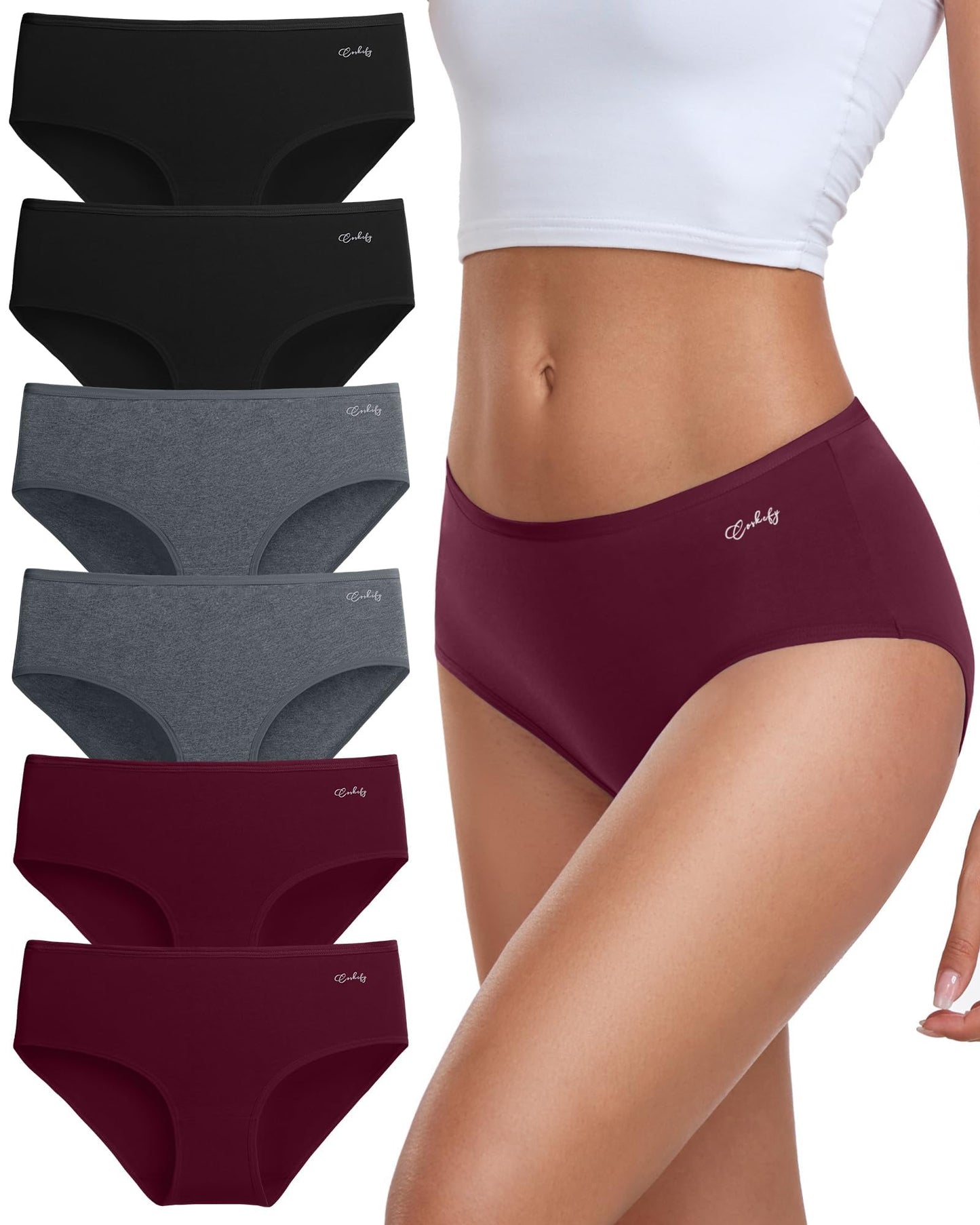 Coskefy Women’s Underpants 6-Pack Soft Cotton