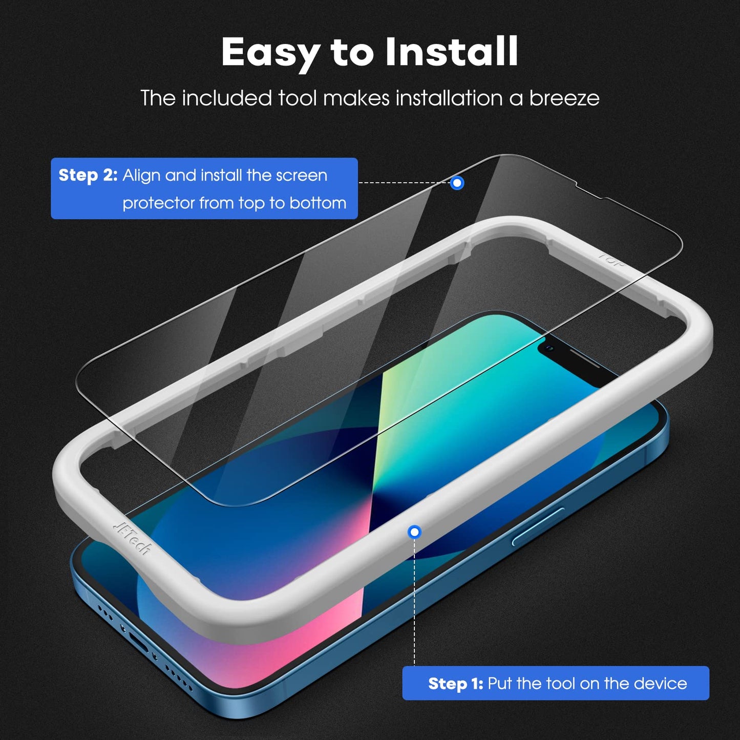 JETech Schutzfolie für iPhone 16e 2025, iPhone 13/13 Pro 6,1 Zoll, Gehärtetes Glas mit Einfaches Installationswerkzeug, Hat Keinen Einfluss auf die Hülle, Panzer HD Klar, 3 Stück