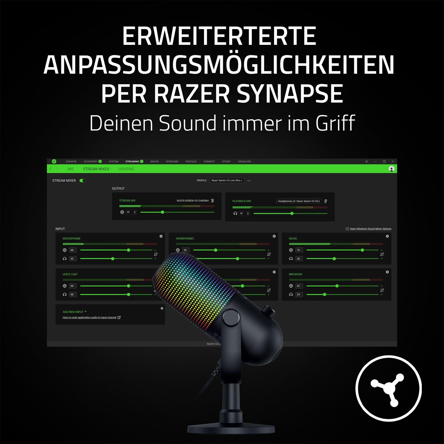 Razer Seiren V3 Mini - Ultrakompaktes USB-Mikrofon (14mm Supernieren Kondensatormikrofon, Tap-to-Mute-Sensor mit LED-Anzeige, integrierter Stoßdämpfer, Plug-and-Play Design) Schwarz