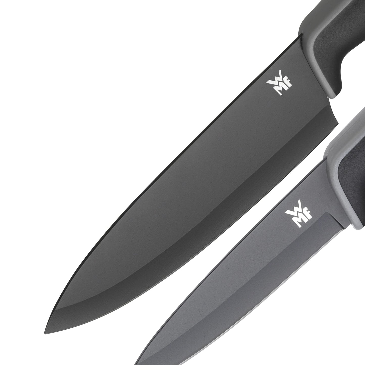 WMF Touch Messerset 2-teilig, Küchenmesser mit Schutzhülle, Spezialklingenstahl antihaftbeschichtet, scharf, Kochmesser, Gemüsemesser, schwarz