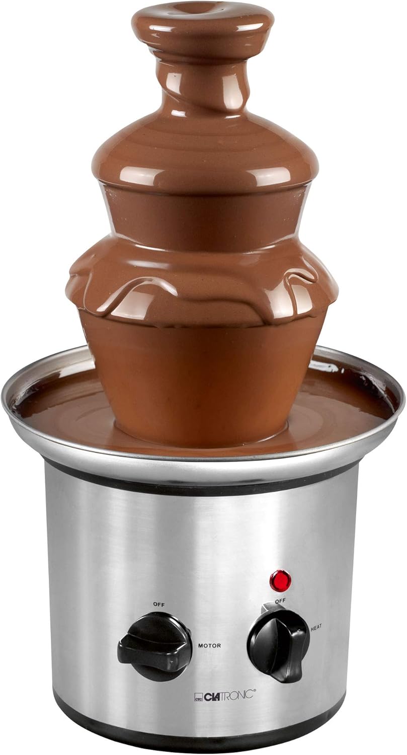 Clatronic® Schokobrunnen mit exzellentem Schokofluss | für Früchte und Gebäck I Schokoladenbrunnen leicht zu reinigen | Schokobrunnen mit Schmelzfunktion I Schokoladenbrunnen klein I SKB 3248