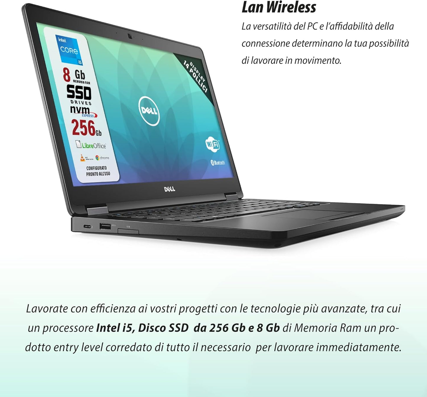 Dell Latitude 5480, 14" HD, Intel Core i5, 8GB RAM, 256GB SSD, Windows 10 Pro