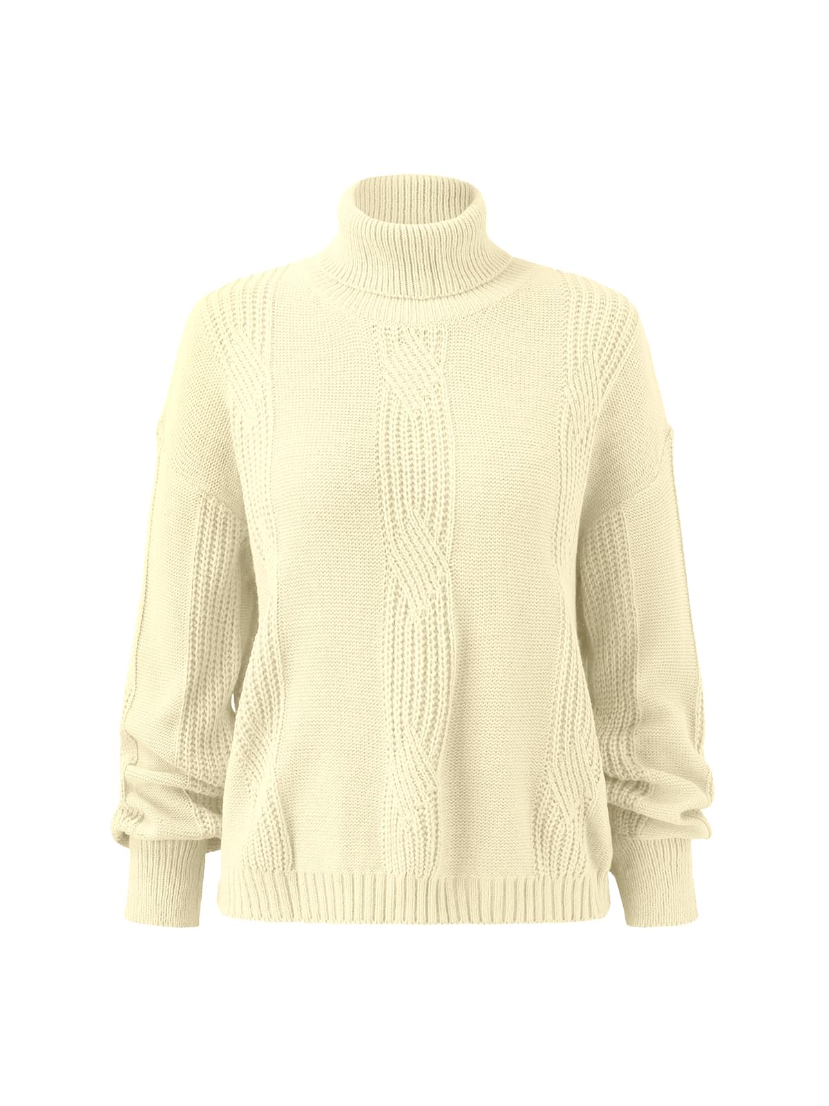 Imily Bela Women’s Cable Knit Turtleneck Sweater – Soft & Warm