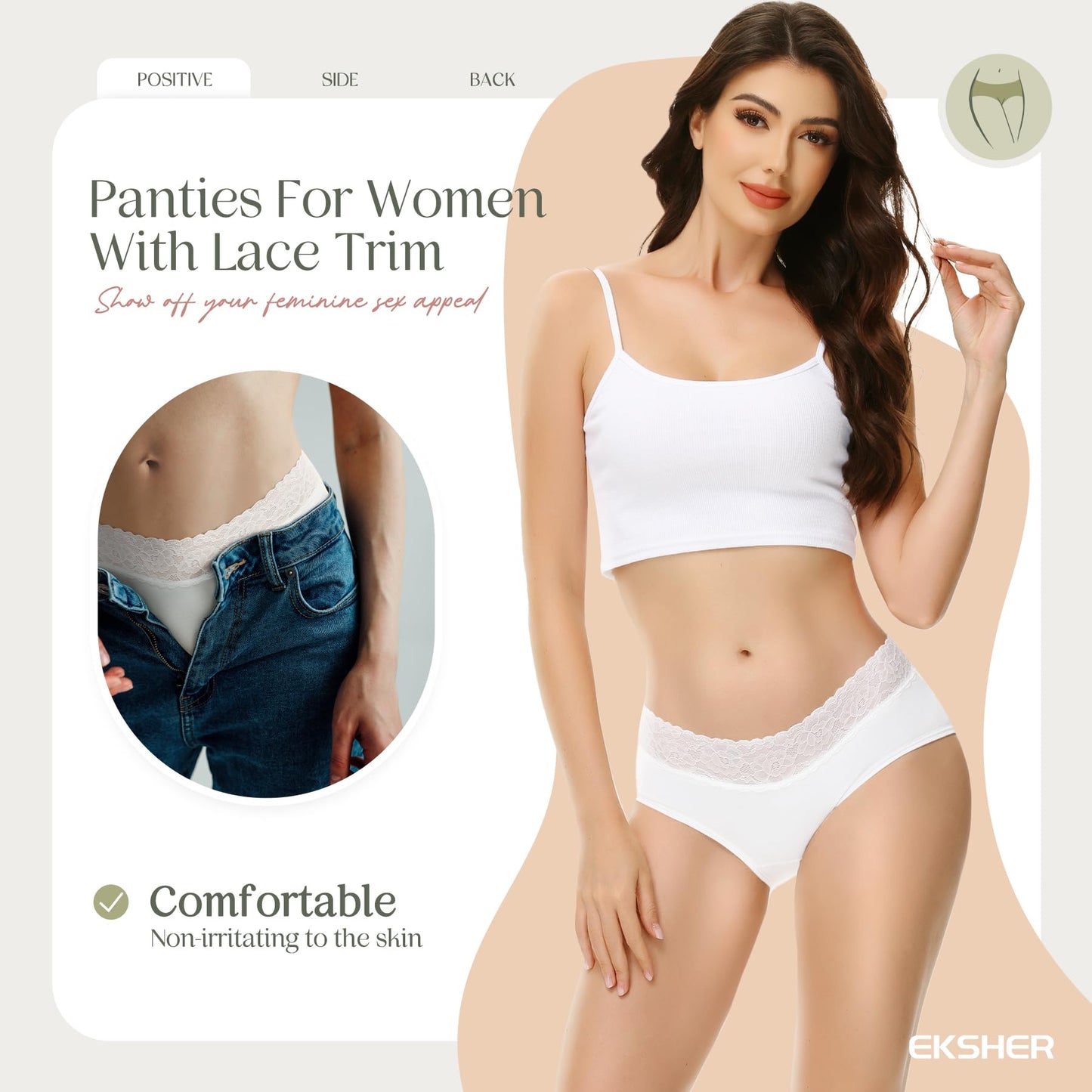 Women's Lace Hipster Cotton Soft Comfortable Underwear – Multipack of 6
