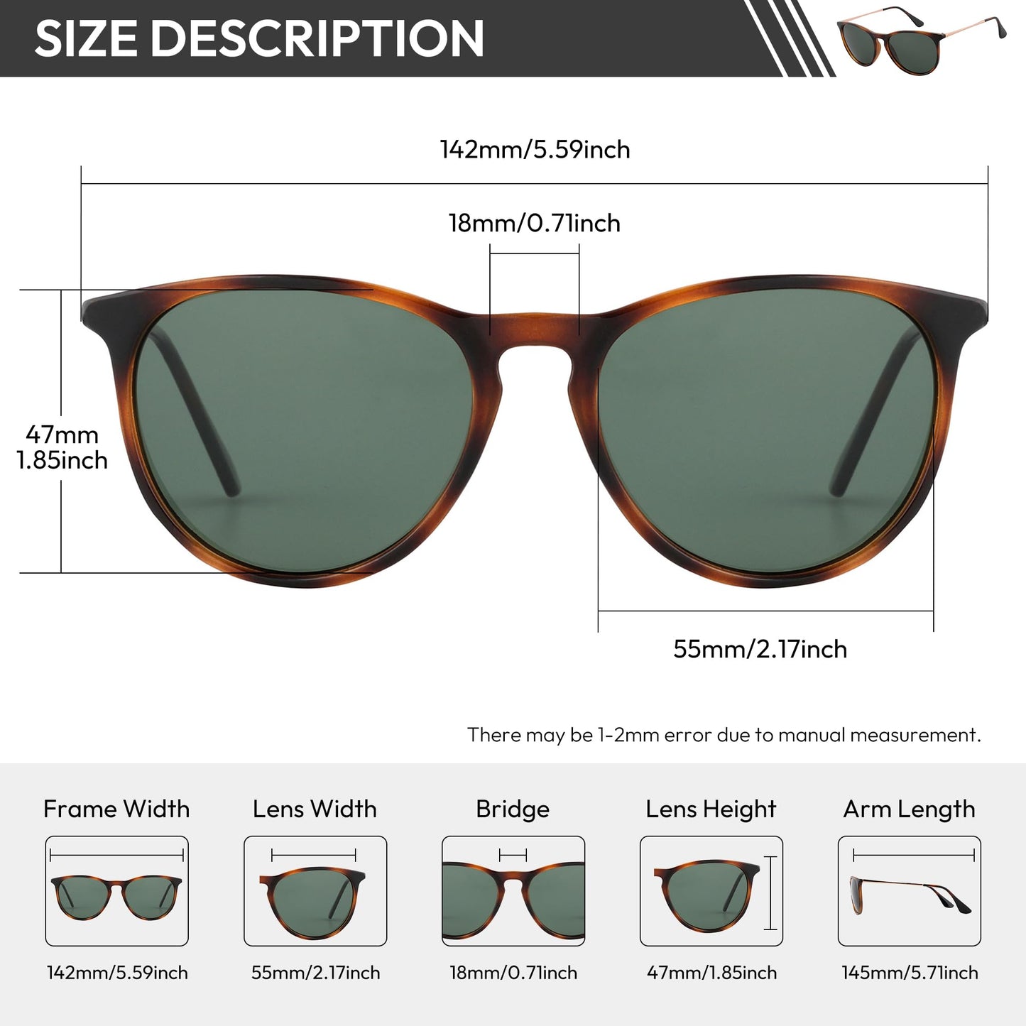 EFE Sonnenbrille-Herren-Damen-Polarisiert-Rechteckig-Sonnenbrillen Unisex Retro Klassische Vintage Polarisierte Brille UV400 Schutz Classic Sunglasses Eckig für Fahren