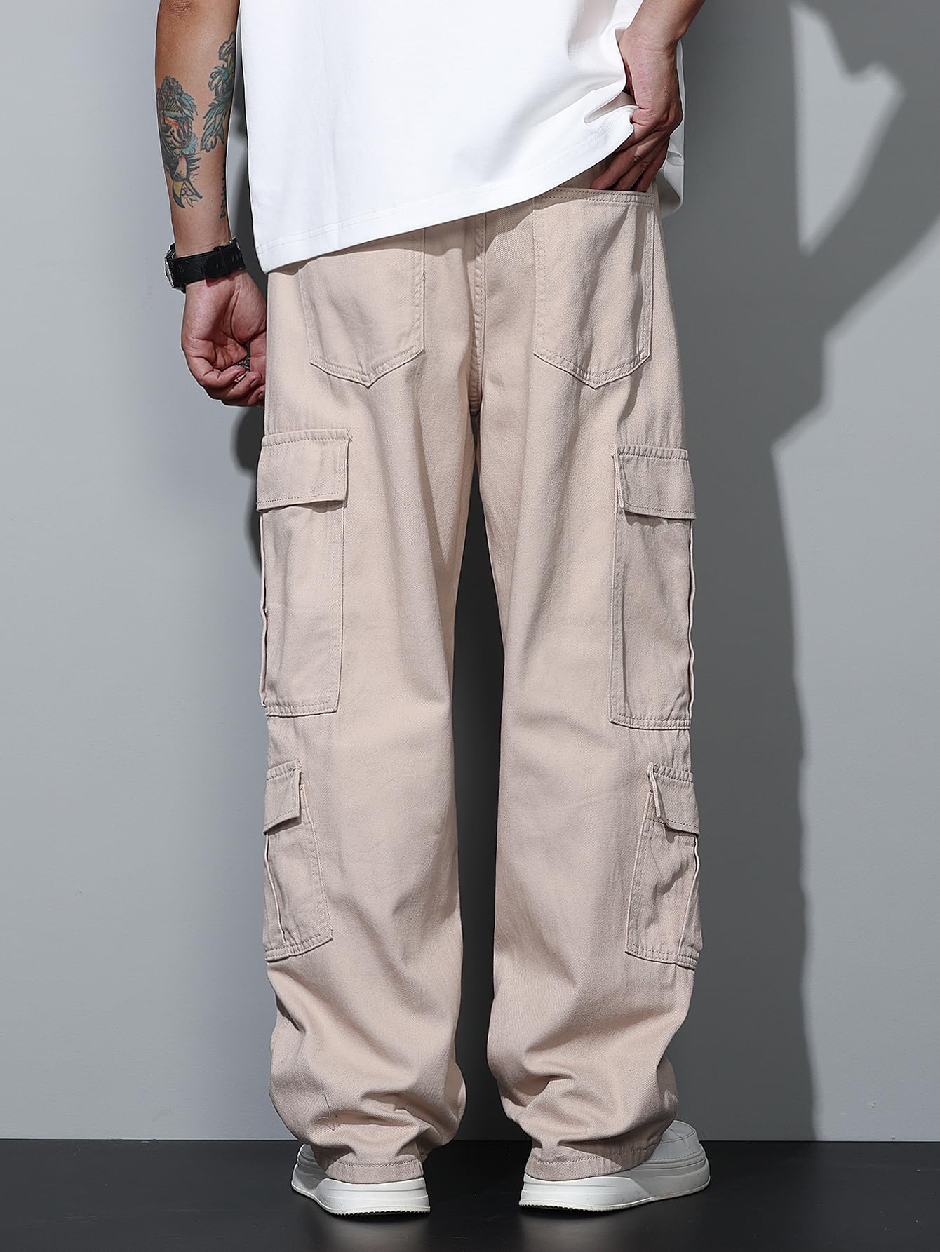 Men’s Casual Streetwear Baggy Cargo Jeans with Pockets