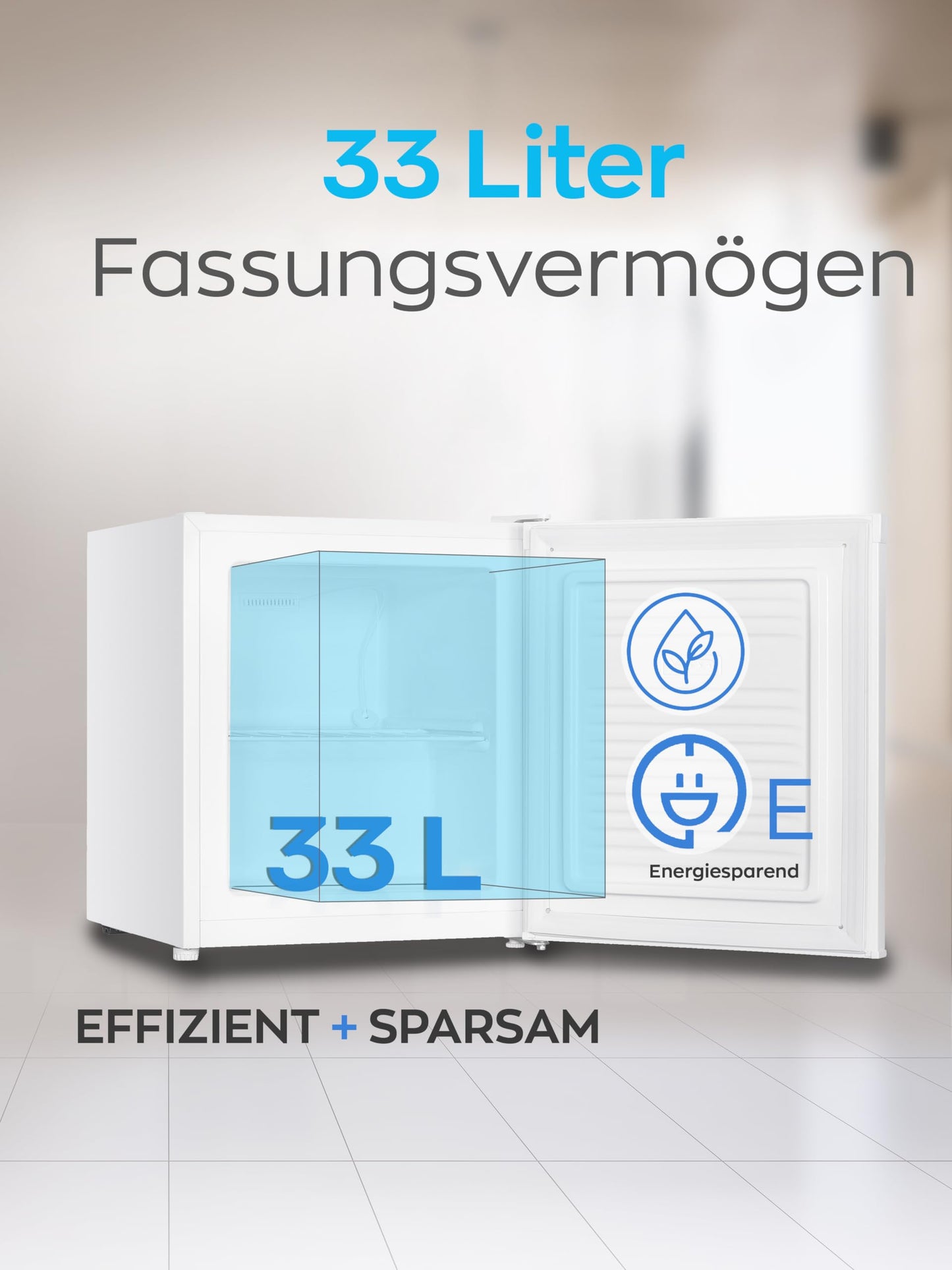 Heinrich's mini freezer 33L -18°C small compact quiet: 40db freezer box; changeable door hinge; mini freezer, perfect for office camping outdoor (white)