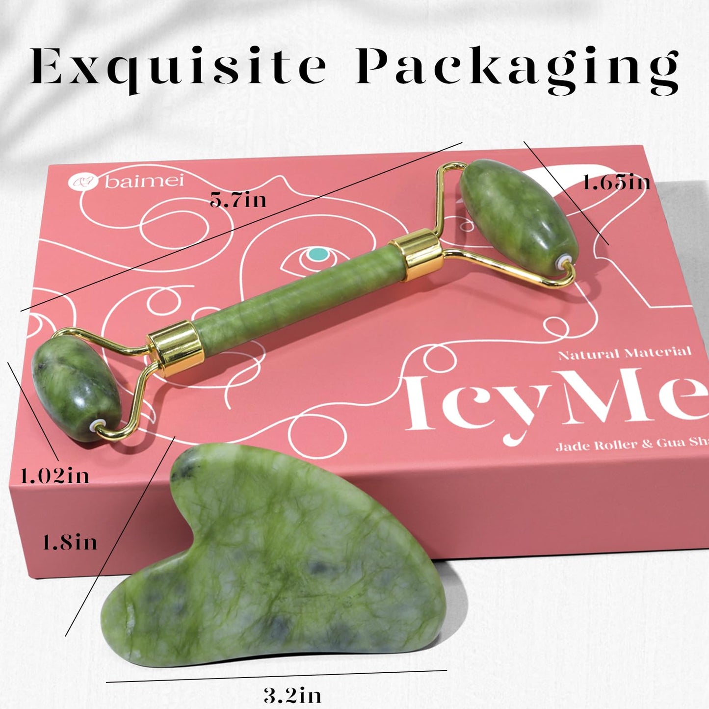 BAIMEI Jade Roller & Gua Sha Set