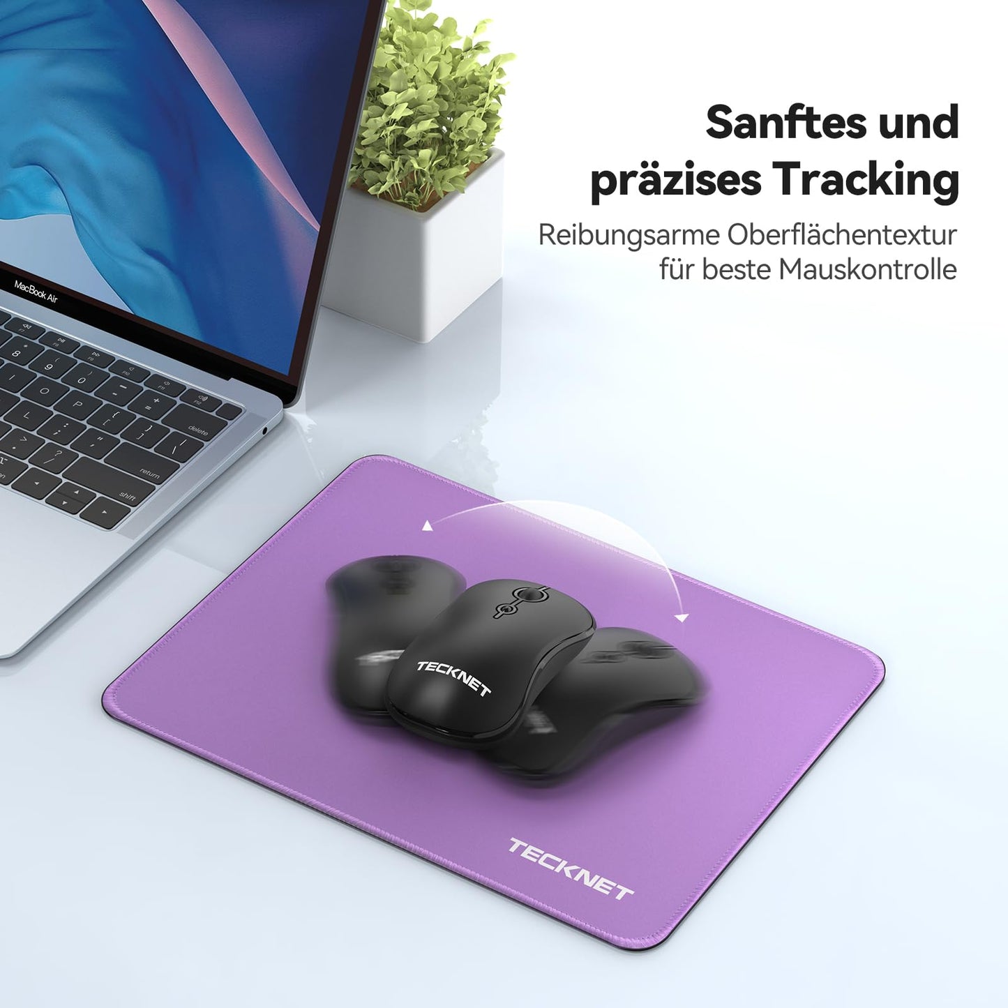 TECKNET Mauspad, 280 x 210 mm Gaming Mousepad mit Wasserdicht und Rutschfester Gummi für PC-Büro, Arbeit, Gaming, Studium, Laptop, Computer, Zuhause-Schwarz