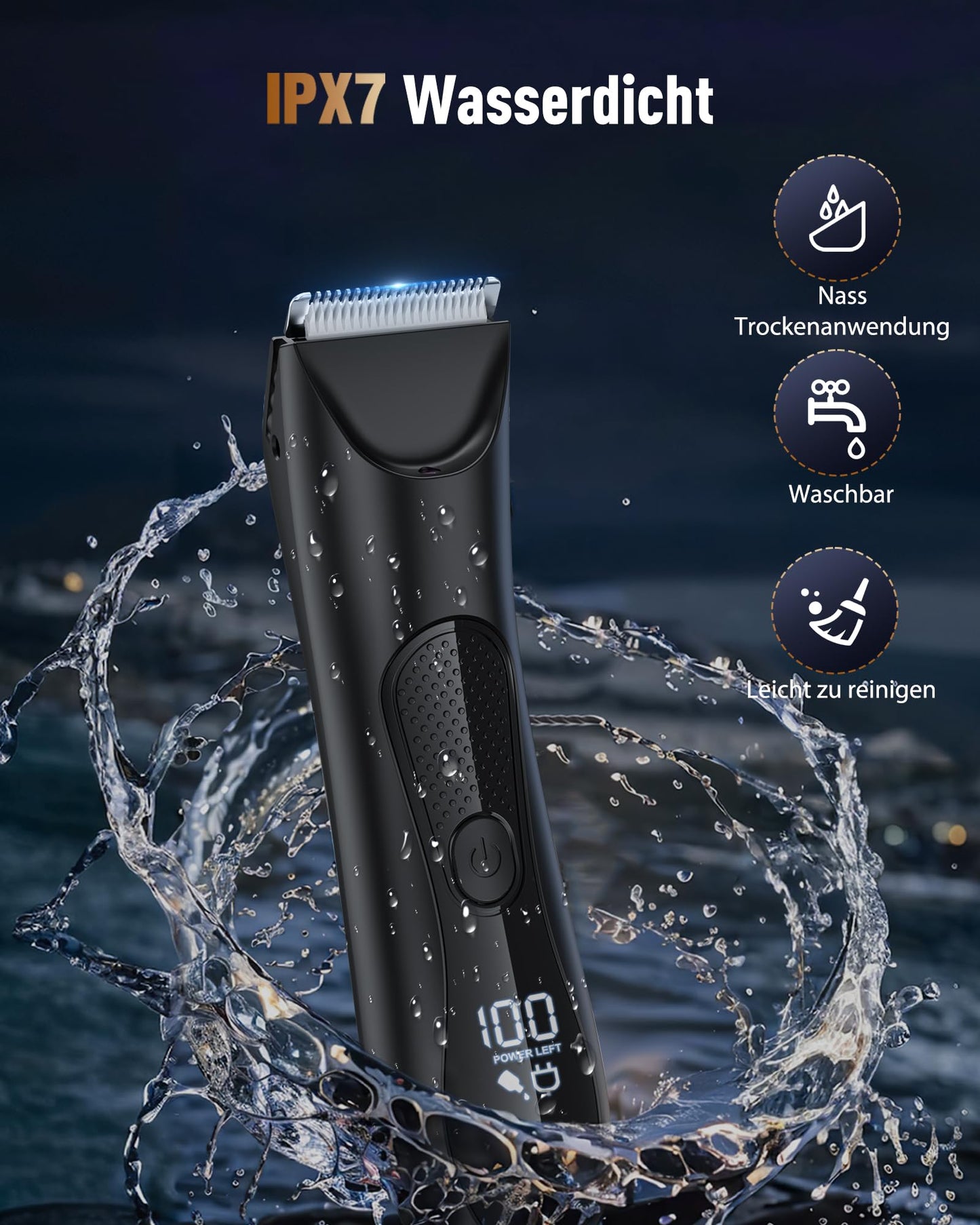 Intimrasierer Mann, RAOYAN 2 in 1 Rasierer Herren Elektrisch mit Stehender Ladestation, IPX7 Wasserdicht, Einstellbar Barttrimmer Herren, Intim Rasierer Männer für Bart, Intimbereich