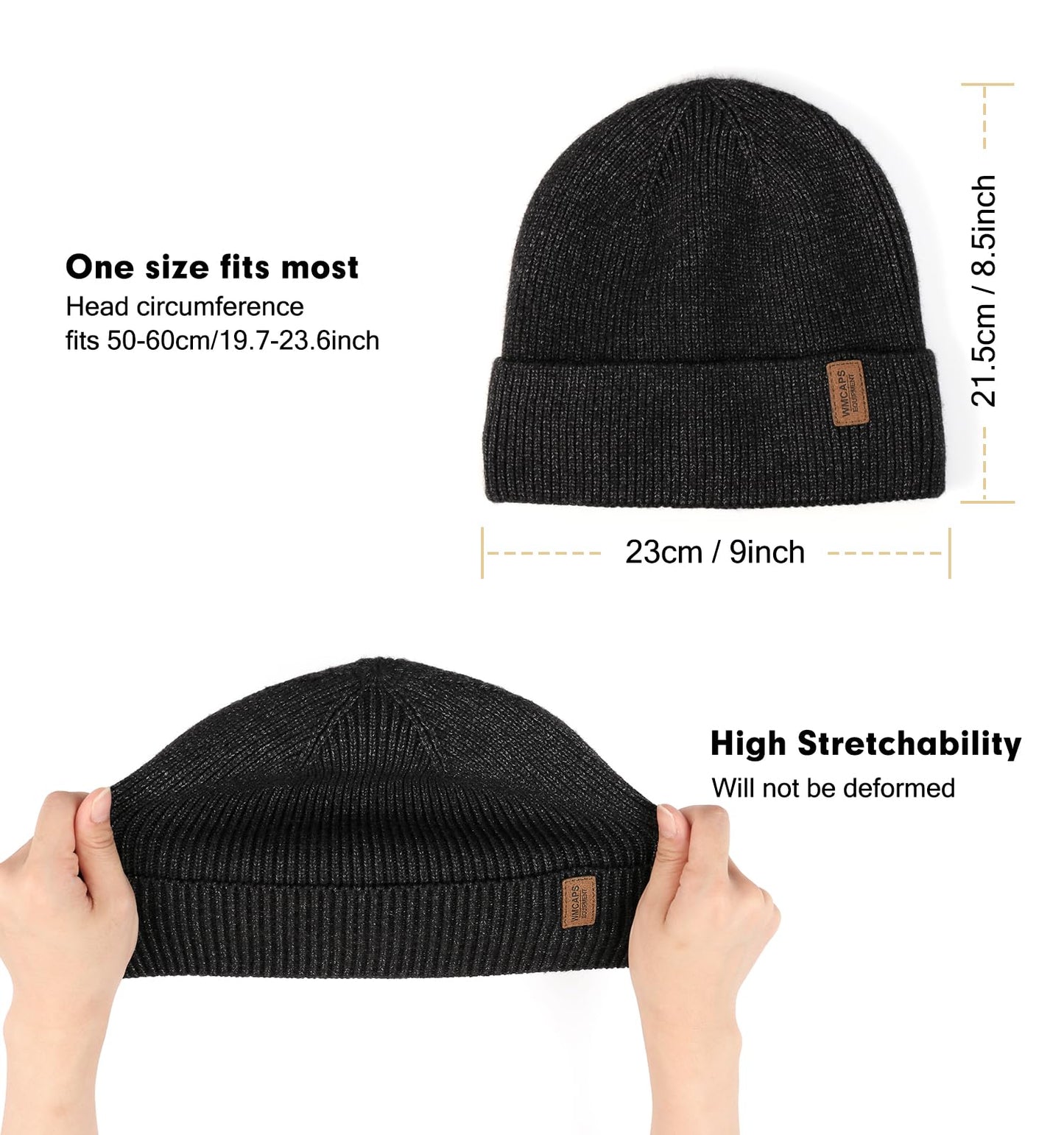 Wmcaps Beanie Mütze, Herren Winter Warme Unisex Wintermütze Strickmütze Dehnbare Weiche Wollmütze mit Bündchen und Dickem Warmem Futter Geschenk für Freundin männer Frauen
