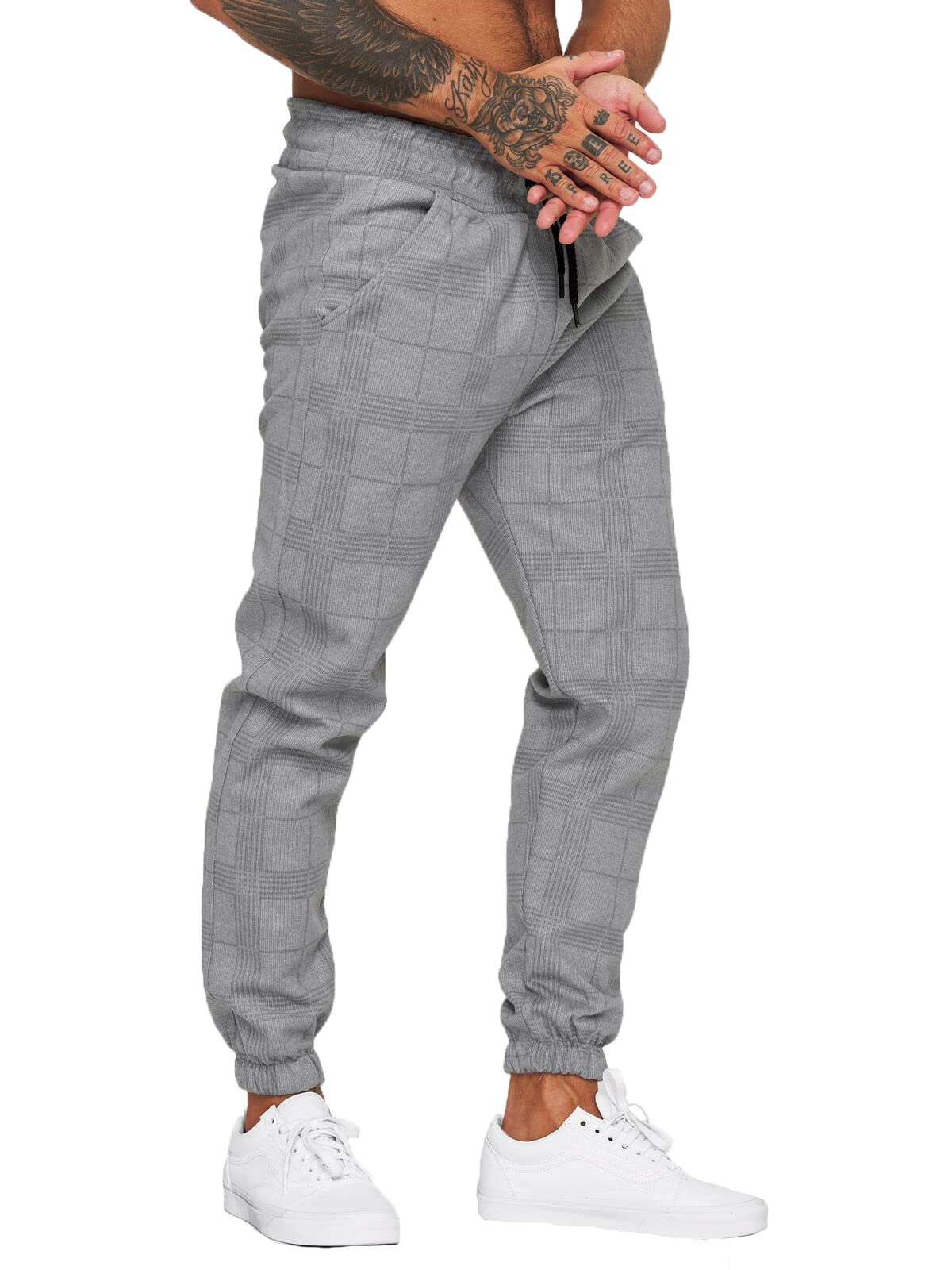 Men's Loose Fit Plaid Jogger Sweatpants