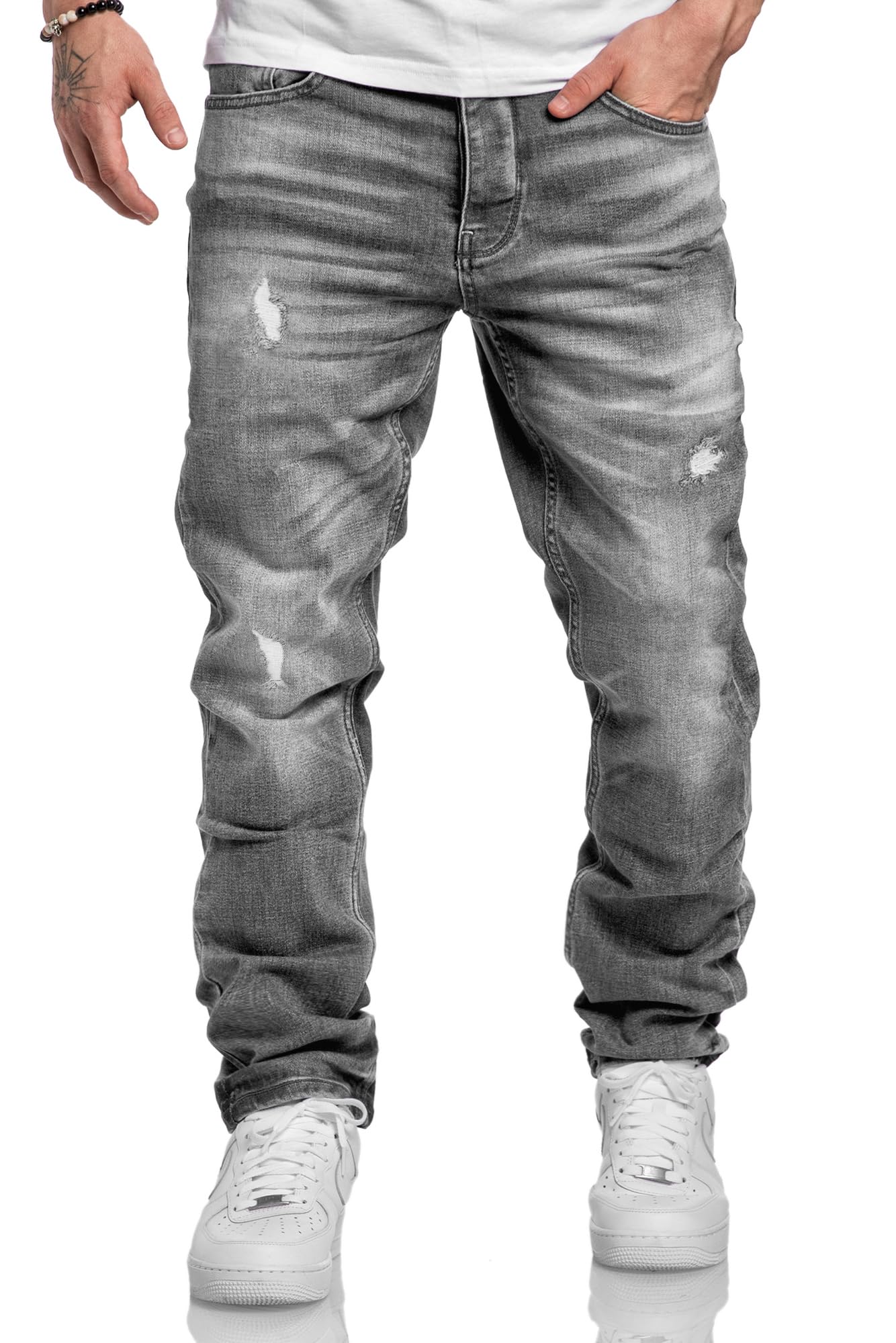 Amaci&Sons Men’s Regular Fit Straight Leg Jeans