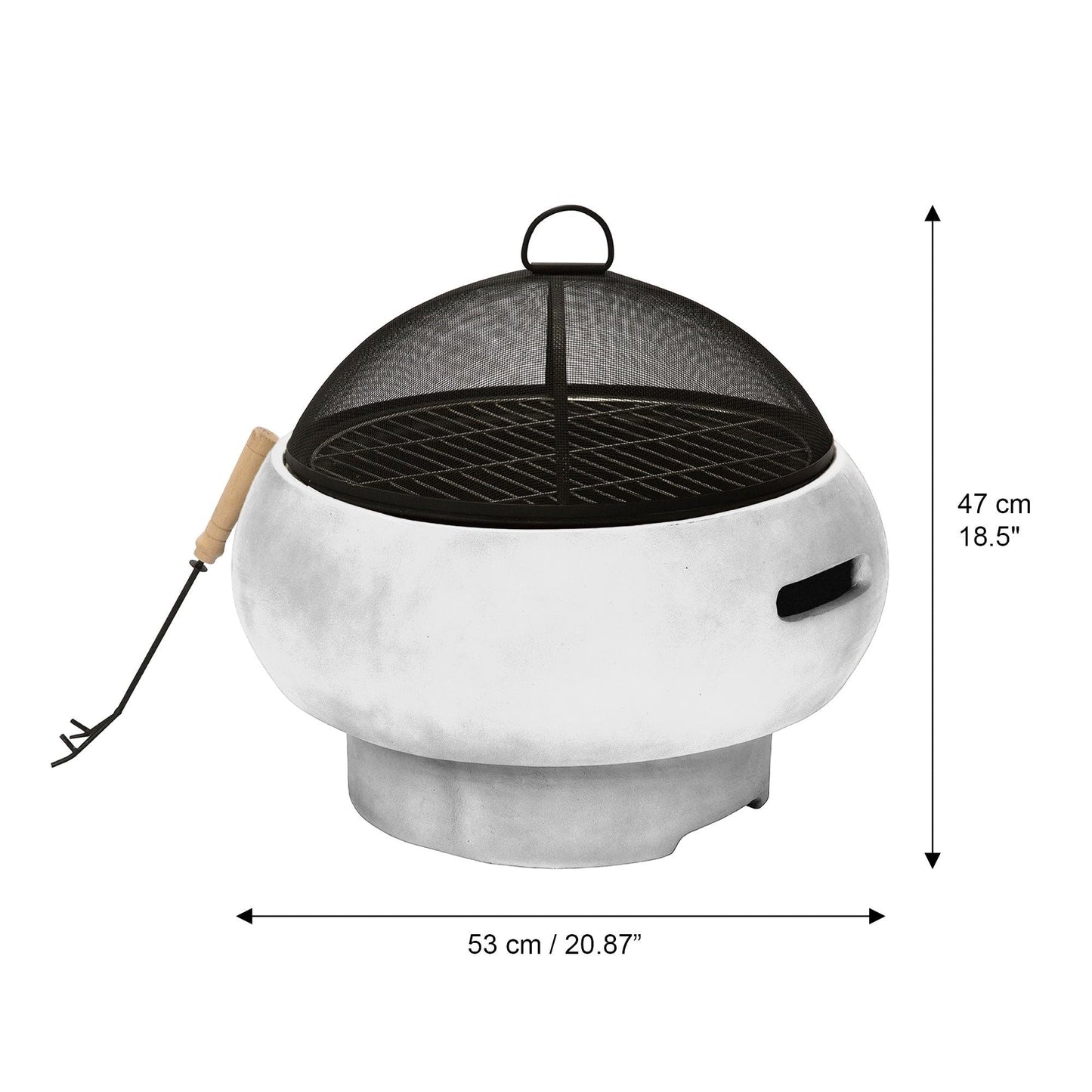 Peaktop - Feuerstelle für Brennholz für den Außenbereich, 53 cm, rund, Beton HR17501AB
