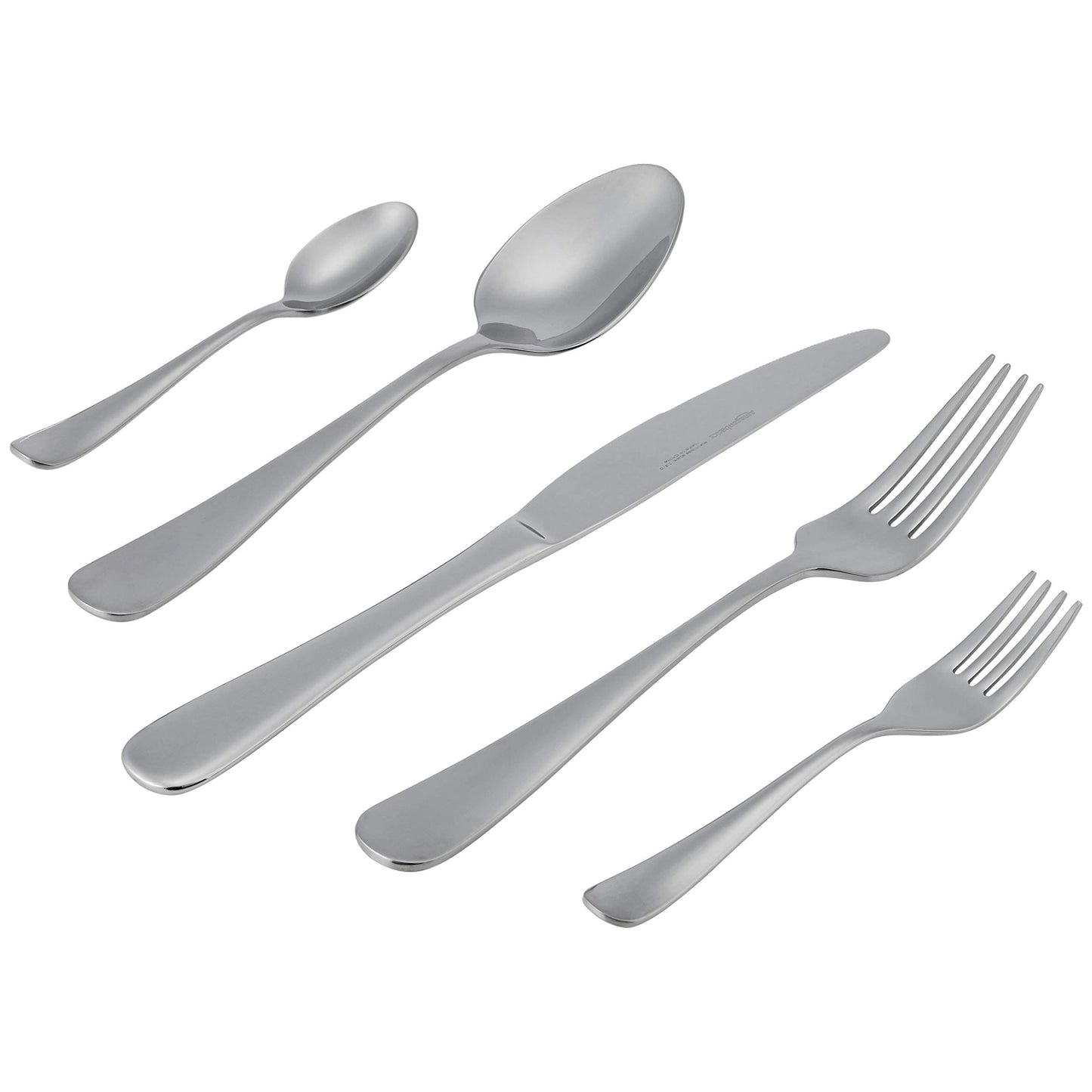 Essbesteck-Set mit Eckiger Rand, Edelstahl, 20 Stück Set, für 4 Personen, Silberfarben