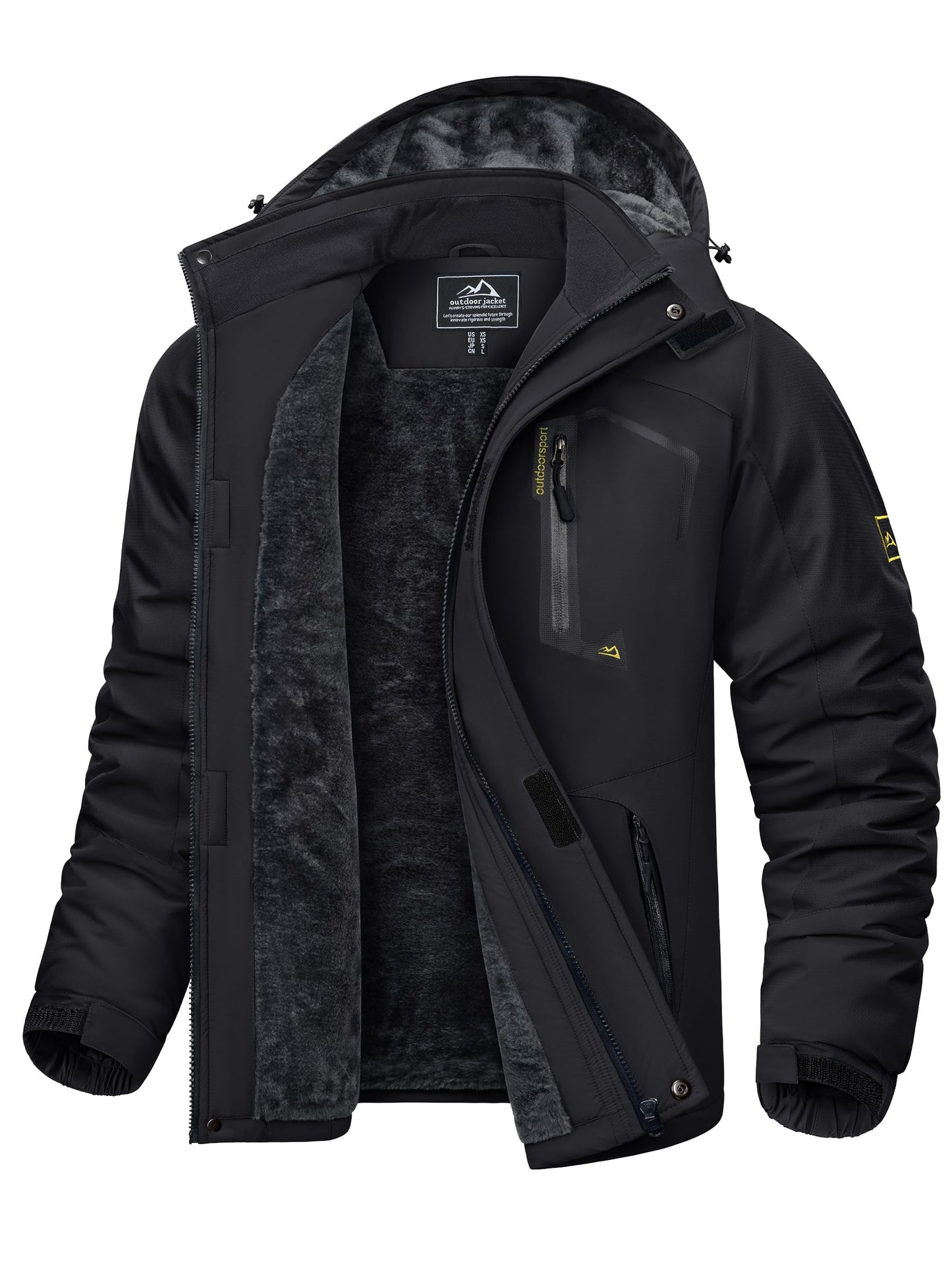 KEFITEVD Herren Skijacke Atmungsaktiv Warm Gefüttert Winterjacke mit Abnehmbarer Kapuze Snowboardjacke Wasserdicht Outdoorjacke
