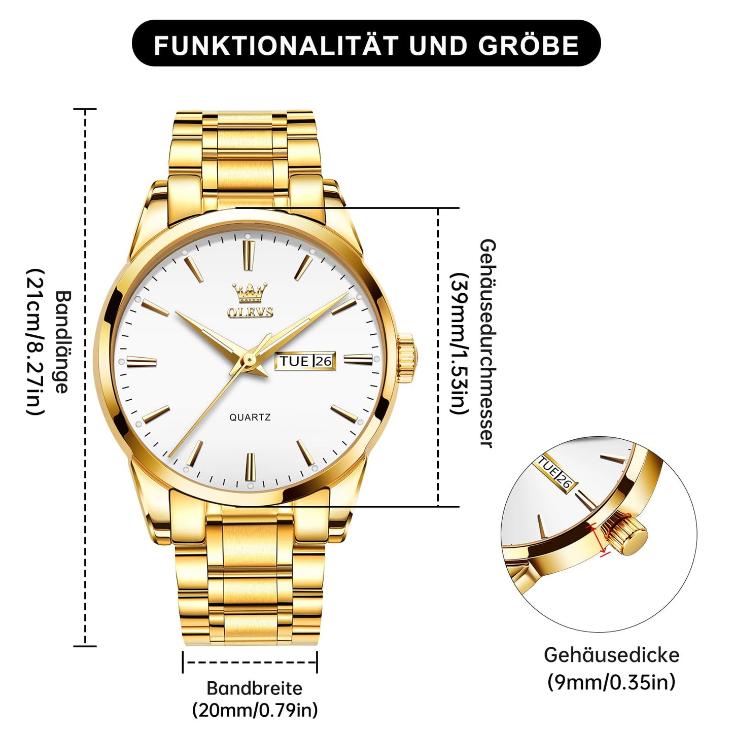 OLEVS Uhren Herren, Analoge Quarz Leucht Armbanduhr, wasserdichte Datum Edelstahl Herrenuhr, Klassische Mode Business Freizeituhren, Elegantes Geschenk für Männer