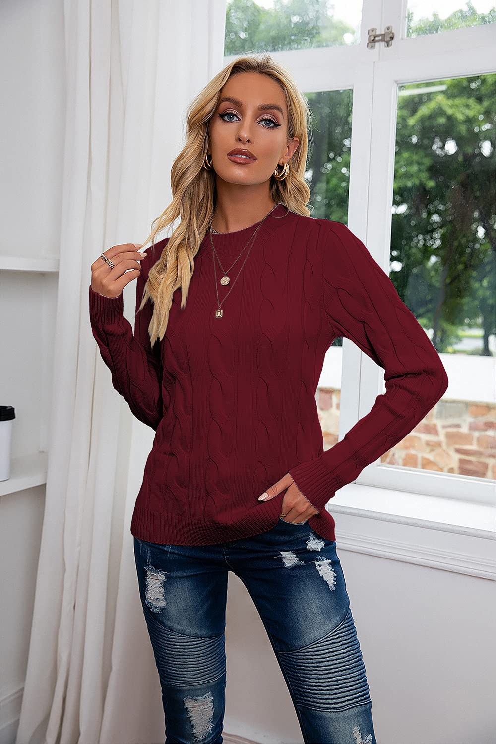 Women’s Casual Knit Sweater – Loose Fit Pullover