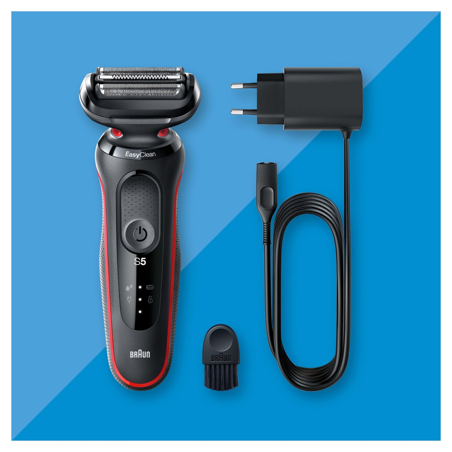 Braun Series 5 Elektrorasierer mit EasyClick Barttrimmer Aufsatz, Rasierer Herren Elektrisch Ladestation, EasyClean, Wet & Dry, rasierapparat, trockenrasierer, Made in Germany, 51-M4500cs, mintgrün