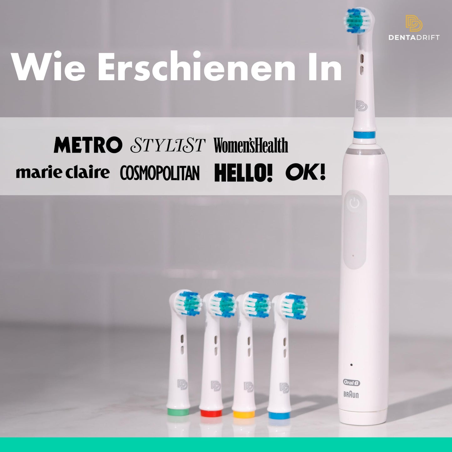 DentaDrift Präzisions-Elektrische Zahnbürstenköpfe, 4er-Pack kompatibel mit Oral B Aufsteckbürsten, Zahnbürstenaufsatz Oral B - Premium-Qualität, Verbesserter Plaque-Schutz