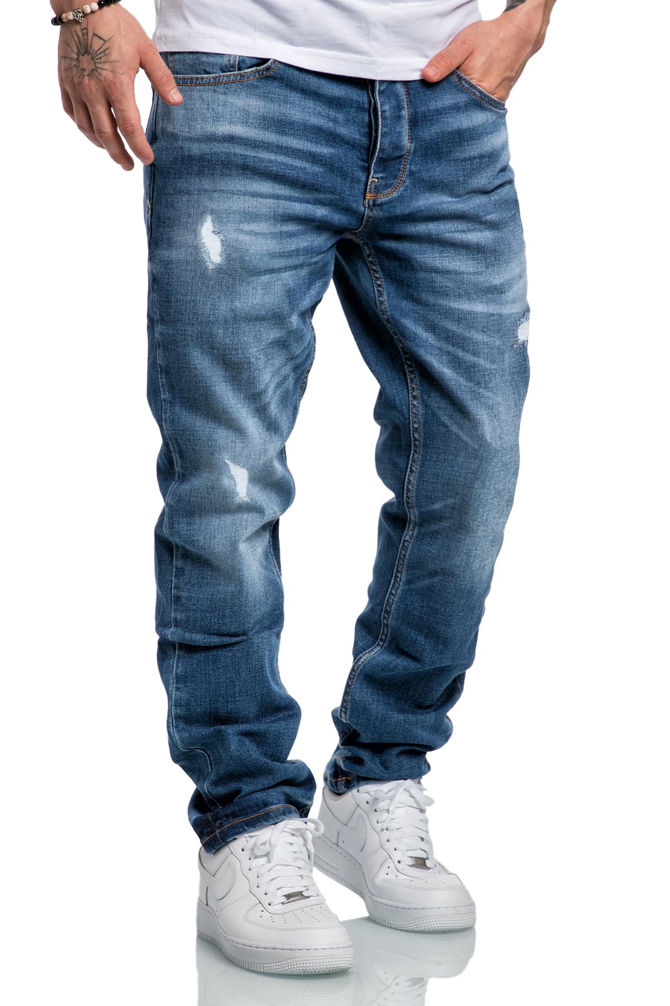Amaci&Sons Men’s Regular Fit Straight Leg Jeans