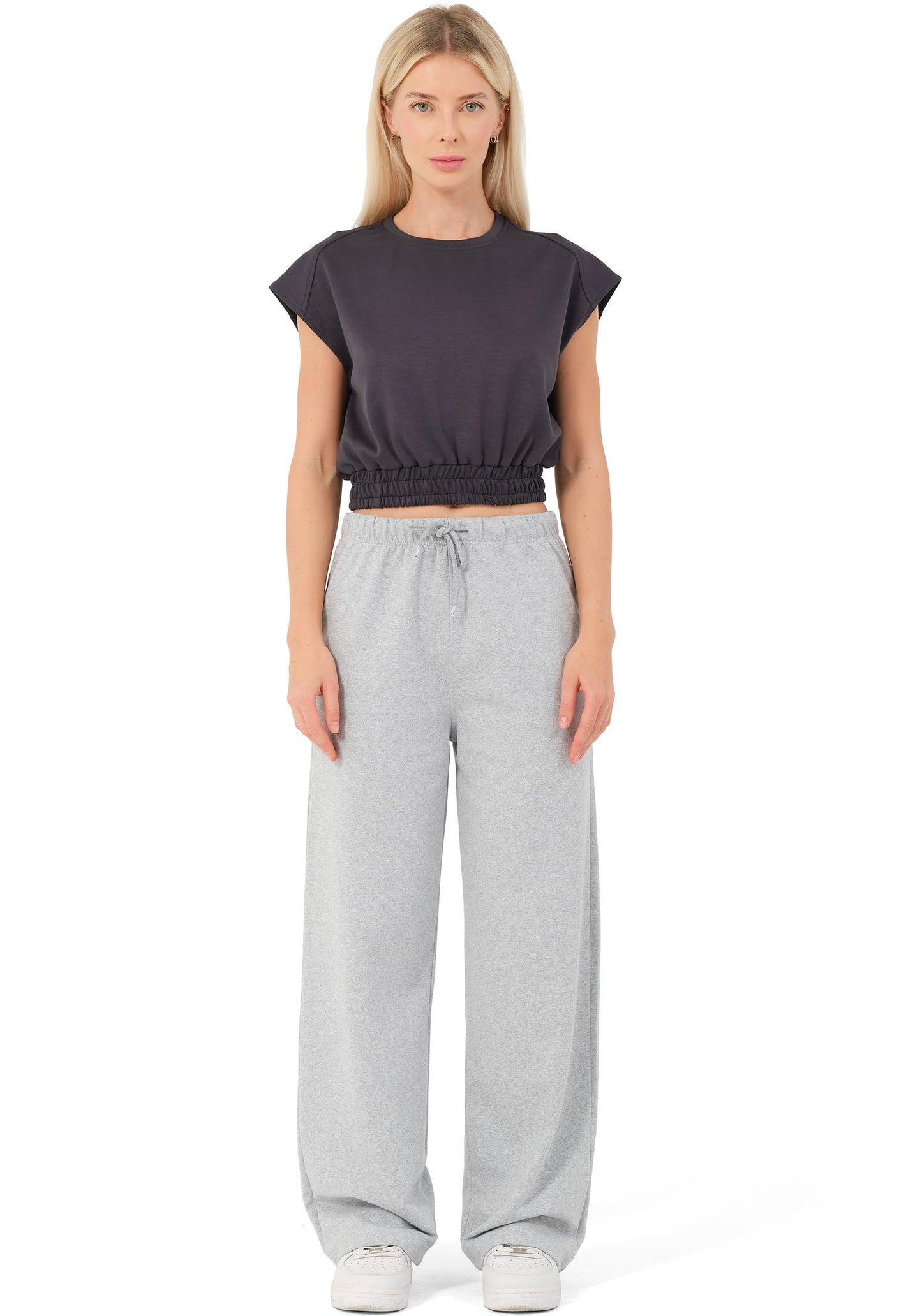 ROSS CAMP Women’s Jogging Pants – Wide Leg High Waist Cotton Sweatpants