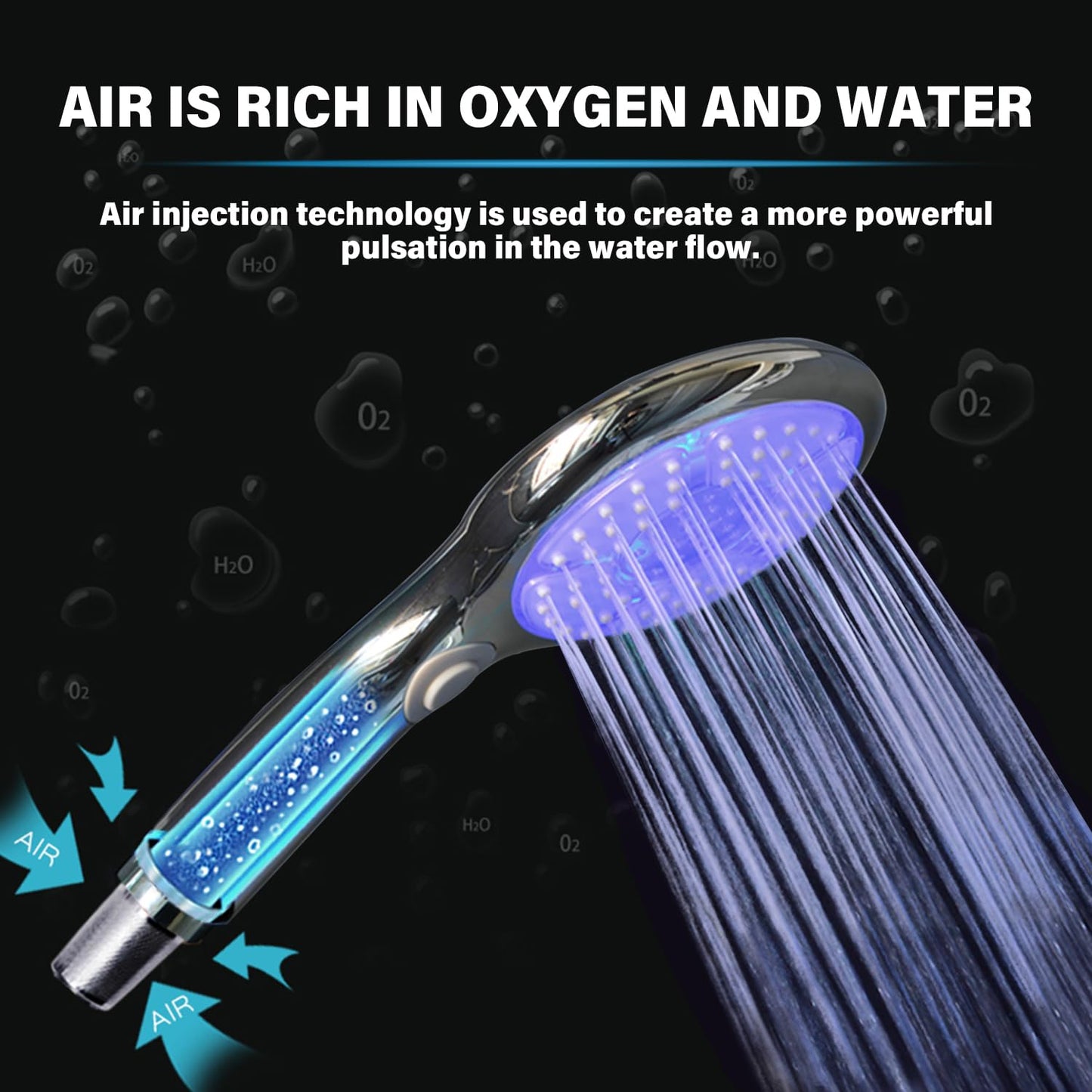 JINYOMFLY Regendusche Duschkopf mit LED, Regendusche mit LED Beleuchtung, Dusche Kopfbrause LED, 7 Farben Wechseln Automatisch, 2 Duschmodi