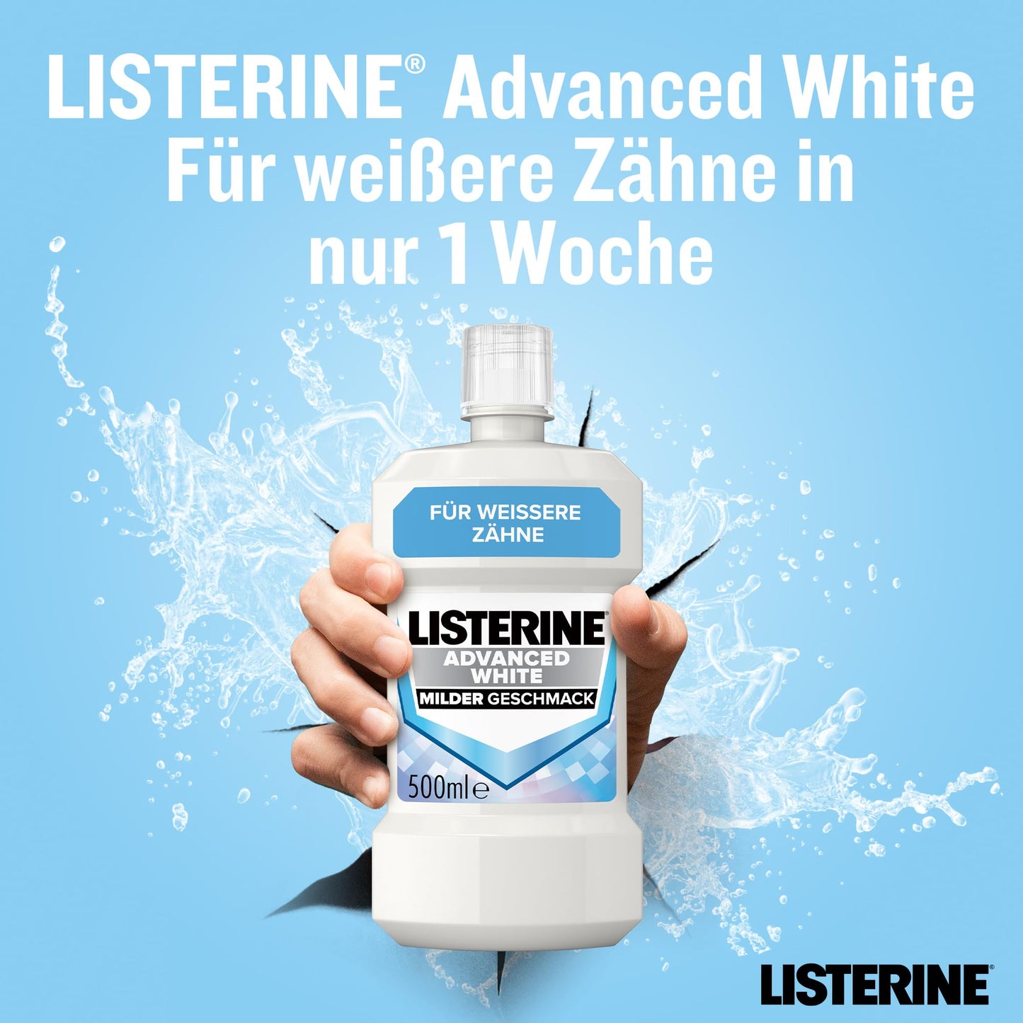 LISTERINE Smart Kidz Mild Berry (500 ml), antibakterielle Kinder Mundspülung ohne Alkohol & ohne Zucker, Mundwasser schützt vor Karies, geeignet für Kinder ab 6 Jahren