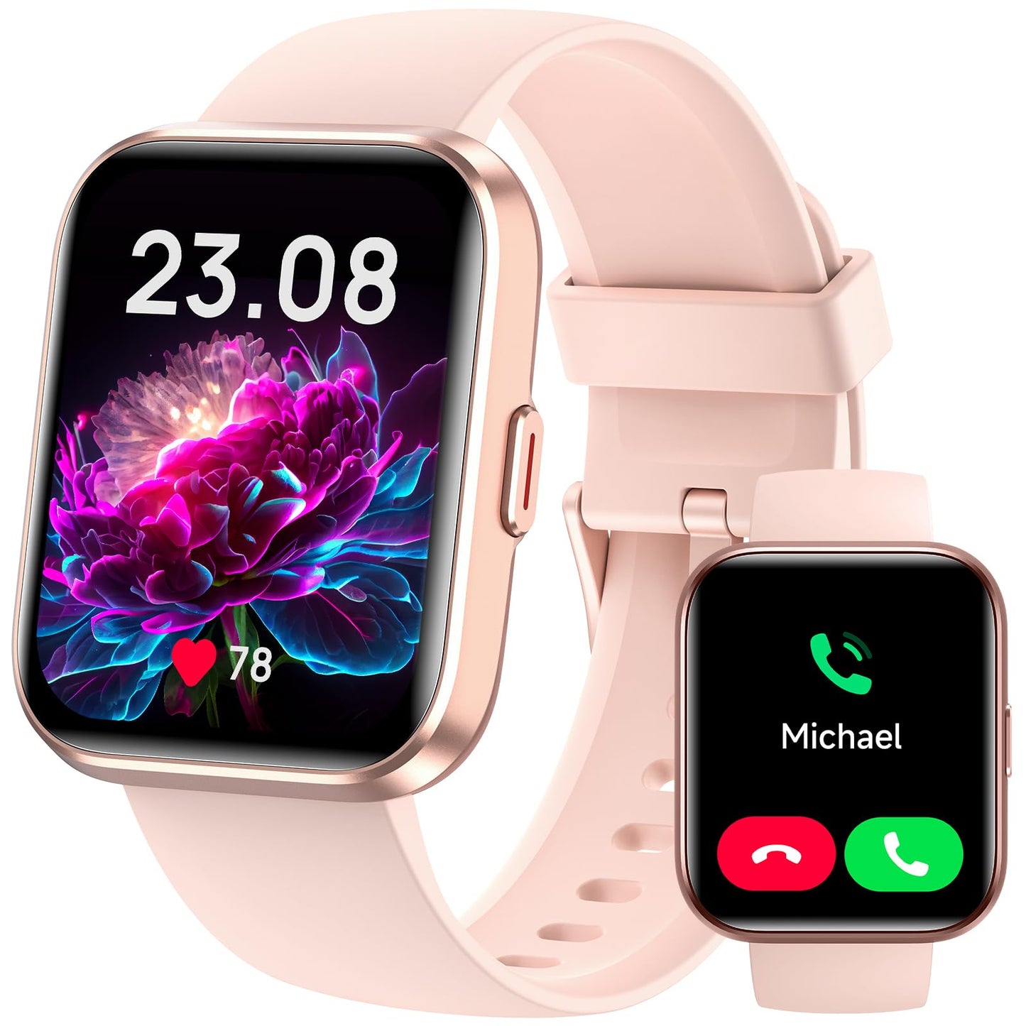 Smartwatch Damen Herren, Smart Watch mit Telefonfunktion Alexa, 1,8" Fitnessuhr Damen Sportuhr mit 100 Sportmodi & IP68, Herzfrequenz SpO2 Schlafmonitor, Armbanduhr Schrittzähler Uhr für Android iOS