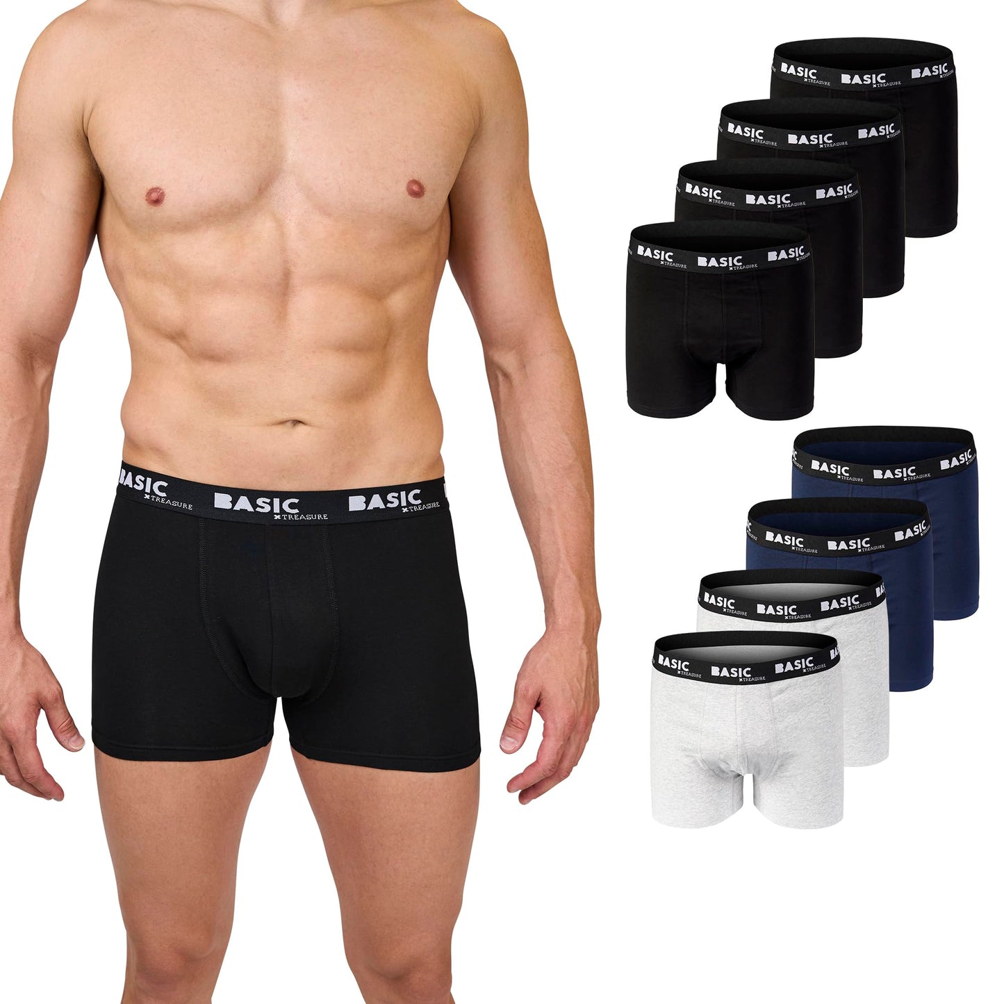 Basic Treasure 8/9-Pack Men’s Boxer Shorts