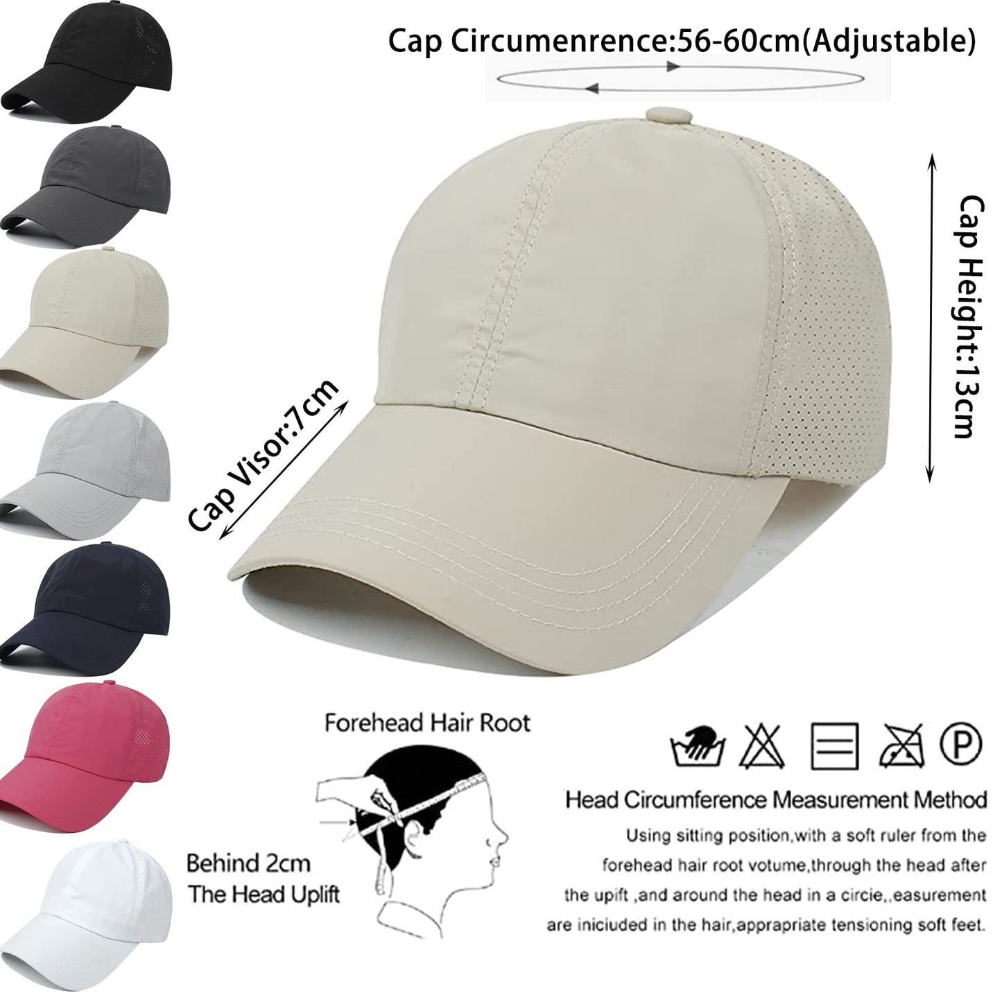 Womens Ponytail Hat Baseball Cap, Adjustable Criss Cross Baseball Cap High Bun Unisex Quick Drying Trucker Hats